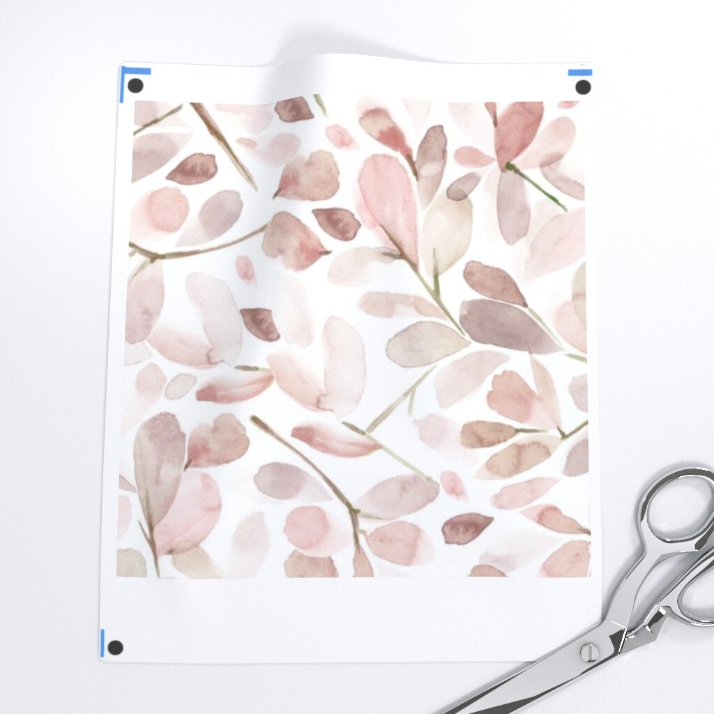 Watercolor Floral Pink Blush Taupe Neutral Nature Botanical Custom Printed Fabric by Spoonflower Various Fabrics by the Yard or Fat Quarter