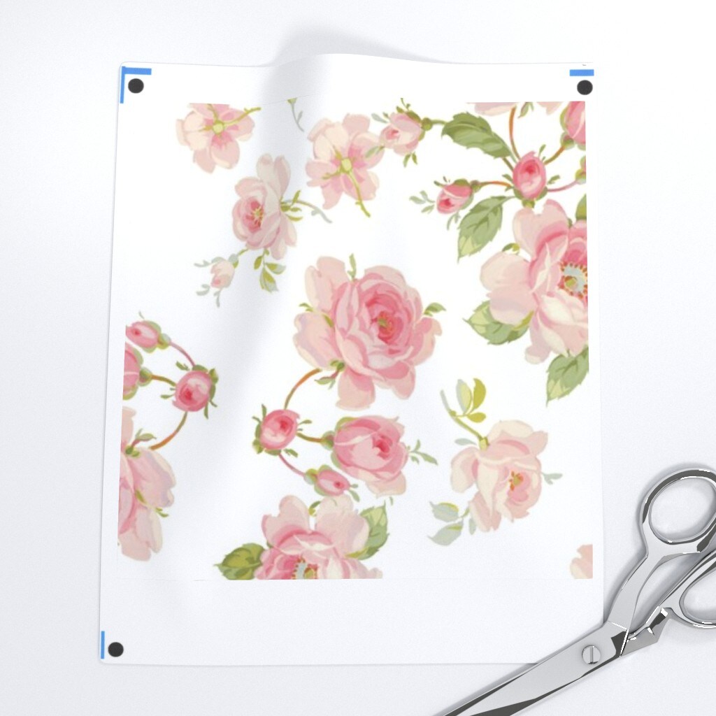 Pink And White Rose Garden Botanicals Flowers Shabby Chic Vintage Inspired Custom Printed Fabric by Spoonflower Various Fabrics by the Yard or Fat Quarter