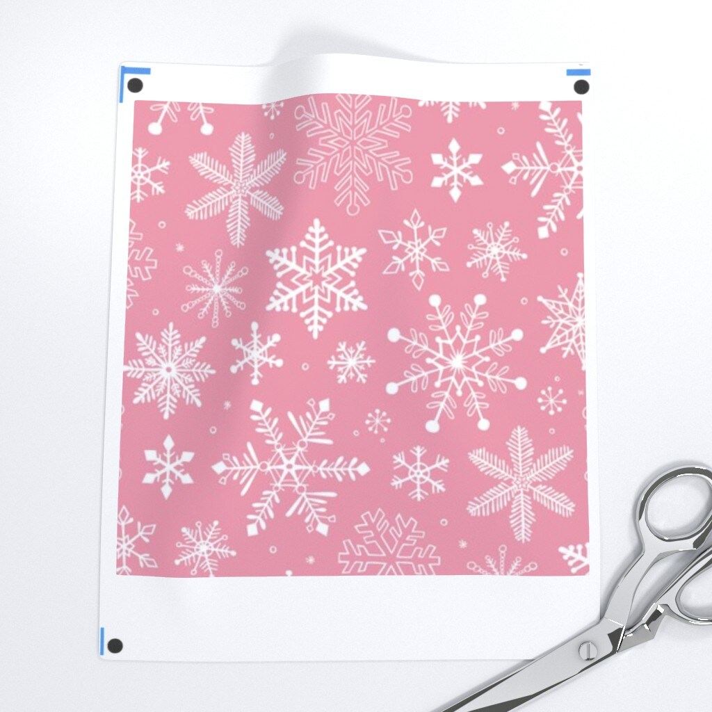 Snowflakes Christmas Pink Holidays Winter Snowflake Xmas Custom Printed Fabric by Spoonflower Various Fabrics by the Yard or Fat Quarter