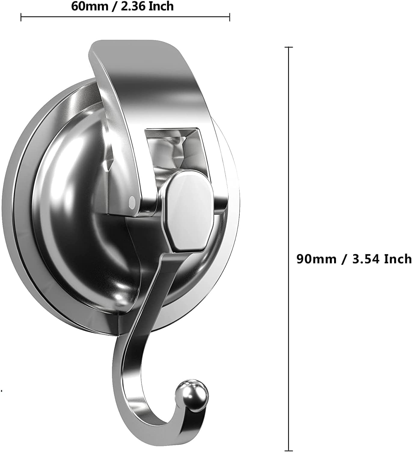 No drill suction cup hooks for bathroom 2 Pack Shower Towel Suction Hooks, Wall Mount Towel Holder, Silver