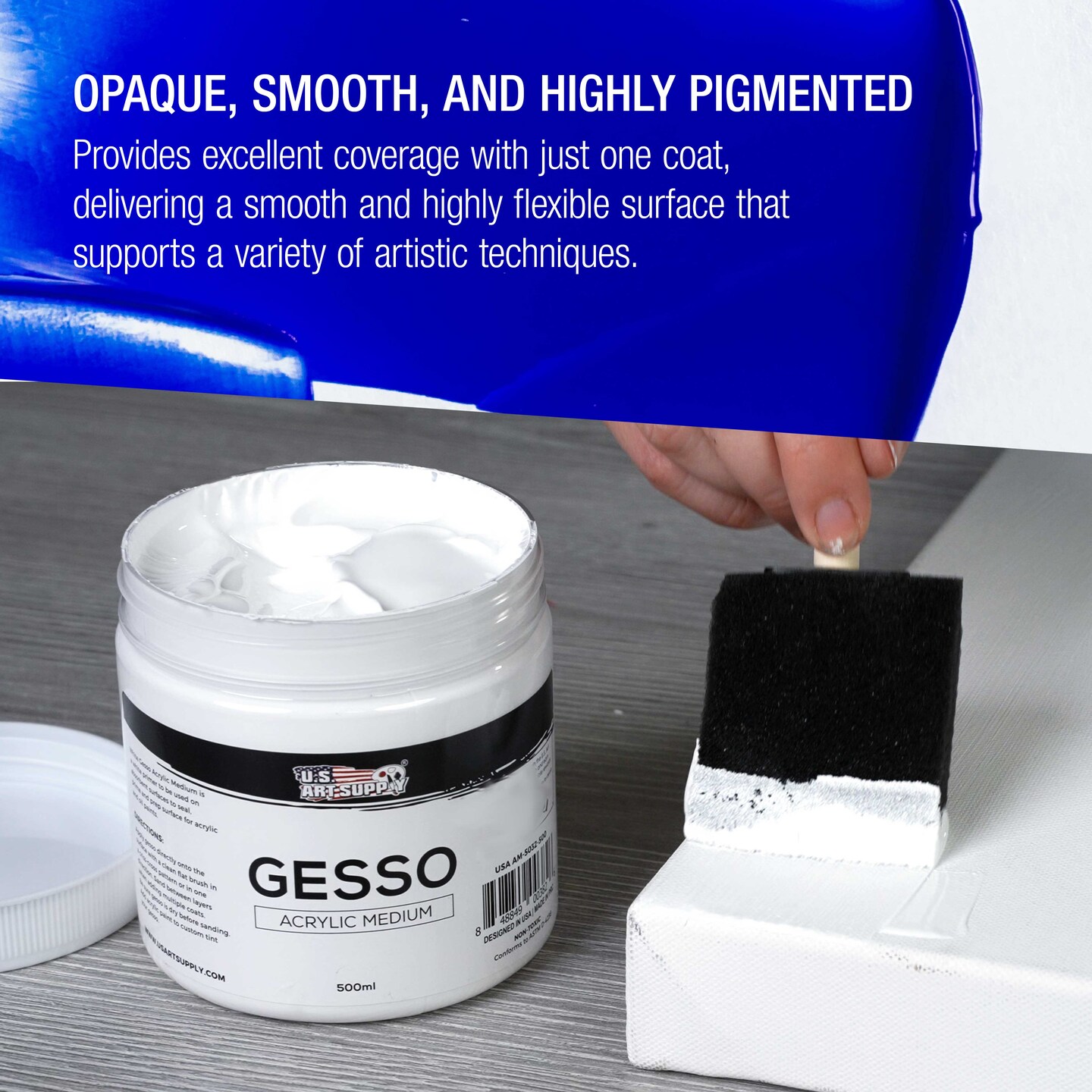 White Gesso Primer - 16.9oz (500ml) for Oil &#x26; Acrylic Paint - Superior Coverage, Canvas Prep, Mixable White Gesso Paint Artists