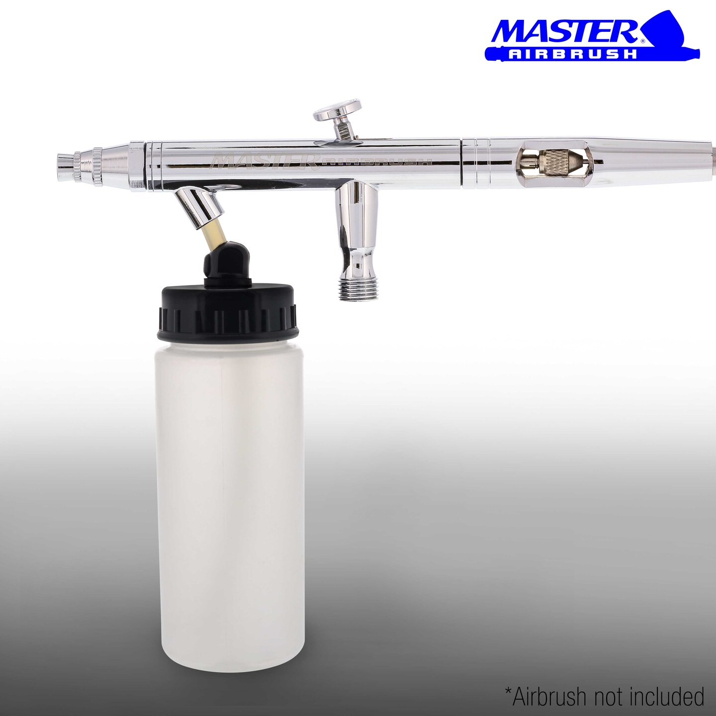 10 Pack Master Airbrush TB-008, 2.7oz Plastic Jar Bottles with 30&#xB0; degrees Down Angle Adaptor Lid Assembly, Single-Action Siphon