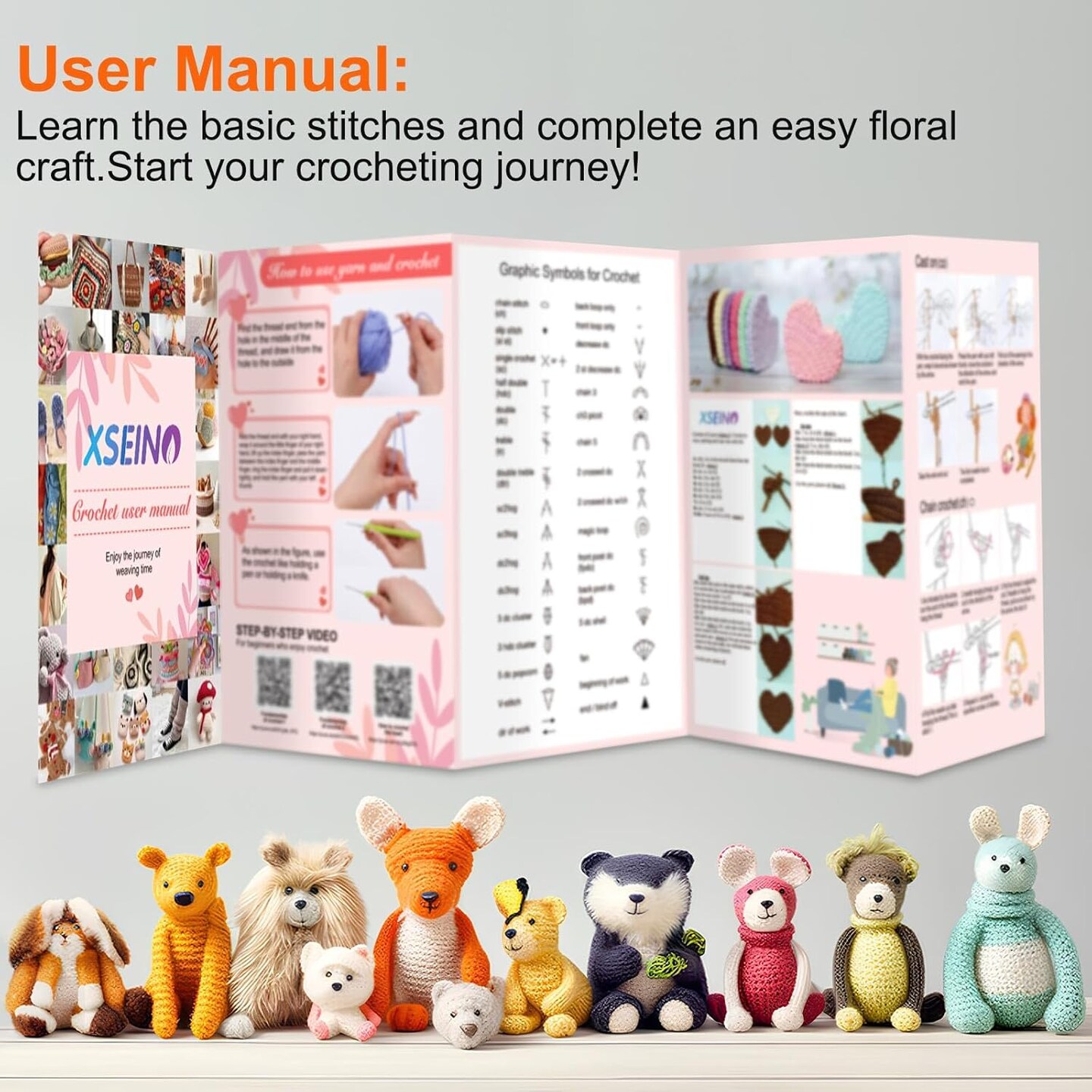 Crochet Kit with Hooks & Yarn Set - 40 Colors Crochet Yarn Balls