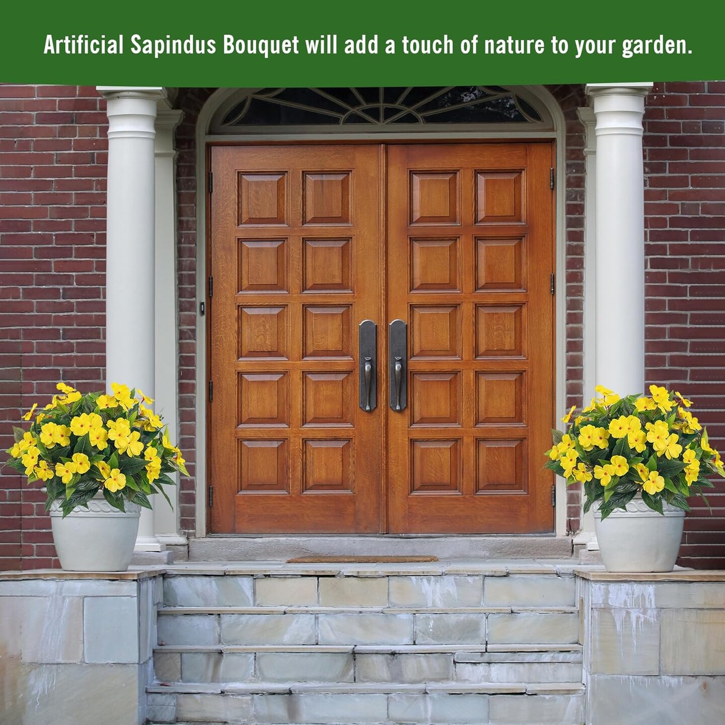 Artificial Impatiens Bouquet Flowers for Outdoors Silk2PCS&#xFF08;Yellow &#xFF09;