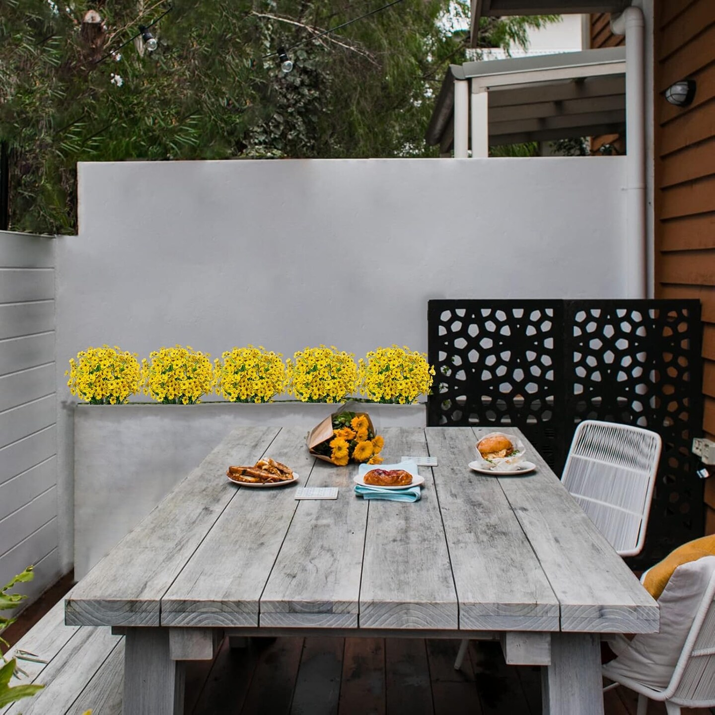 21 Bundles Artificial Outdoor UV Resistant Flowers No Fade (Yellow) 12.5"D x 3.2"W x 3.2"H