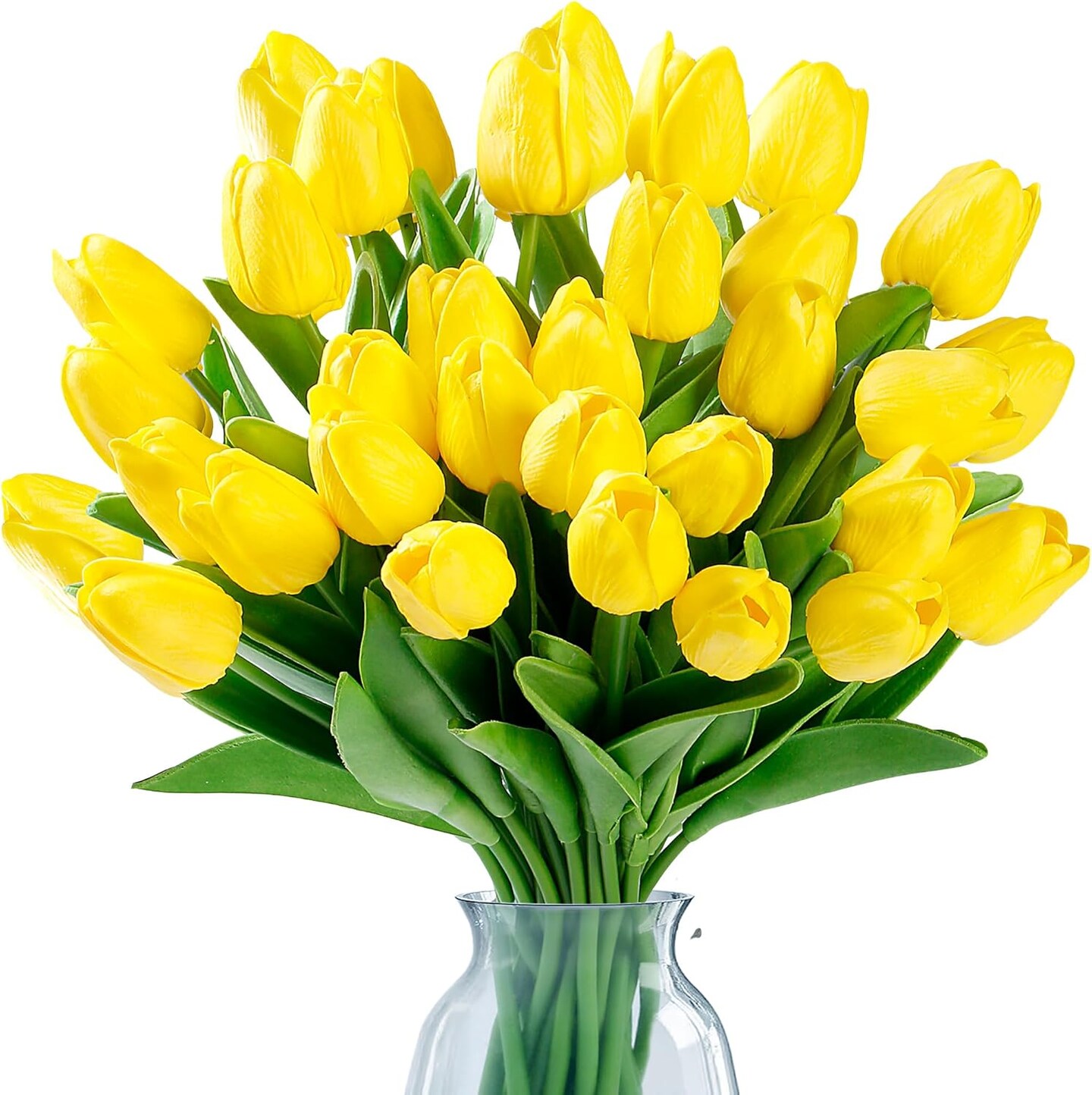 15 Pcs Fake Tulips Artificial Flowers (Yellow) 11.8"D x 7.8"W x 0.3"H