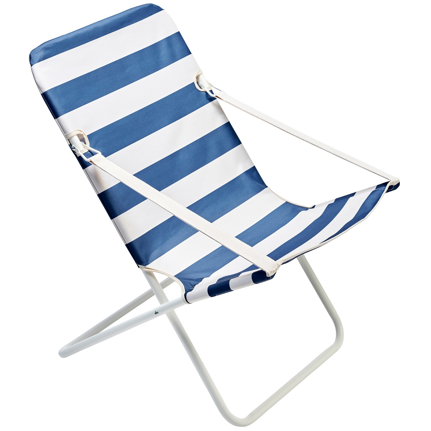 Sunnylife: Sun Chair - Marine Navy Stripe - Water Resistant Fabric, Metal Frame Lounger, Folding, Portable, Beach-Sand-Park, Poolside, Outdoor Seating