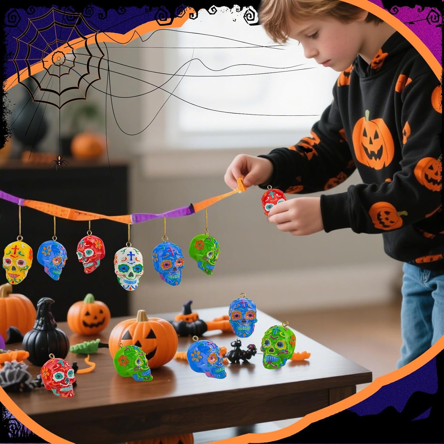 15 Pcs Day of The Dead Resin Sugar Skull Ornaments