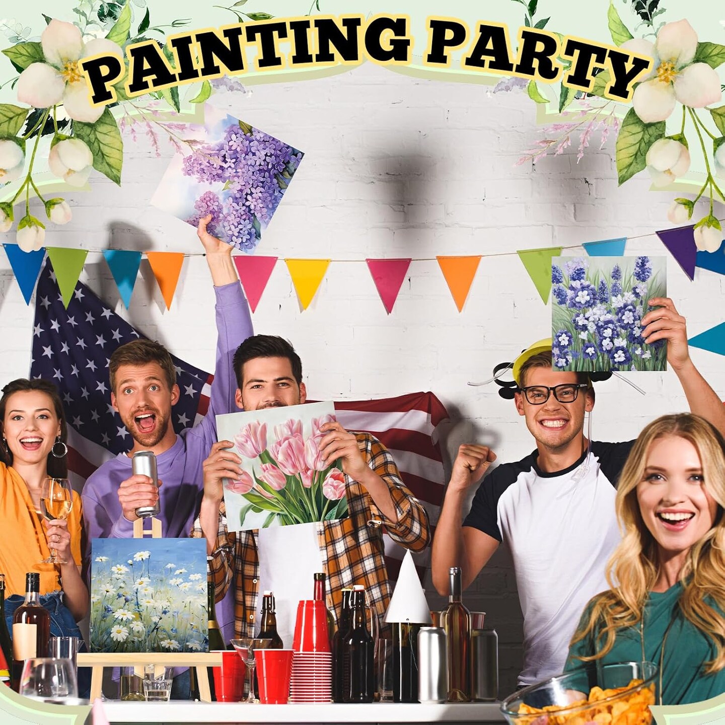 12 Pcs Pre Drawn Canvas)(Multicolor)7.87 x 7.87 x 1.57 inches