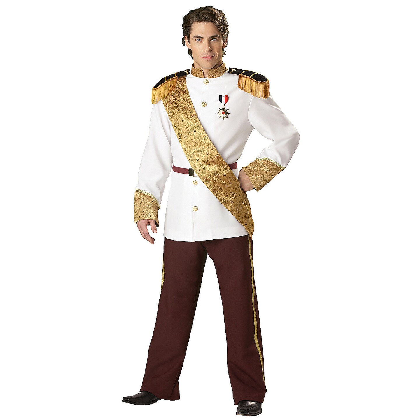 Men's Prince Charming Costume Military Jacket Slacks Sash Halloween Outfit