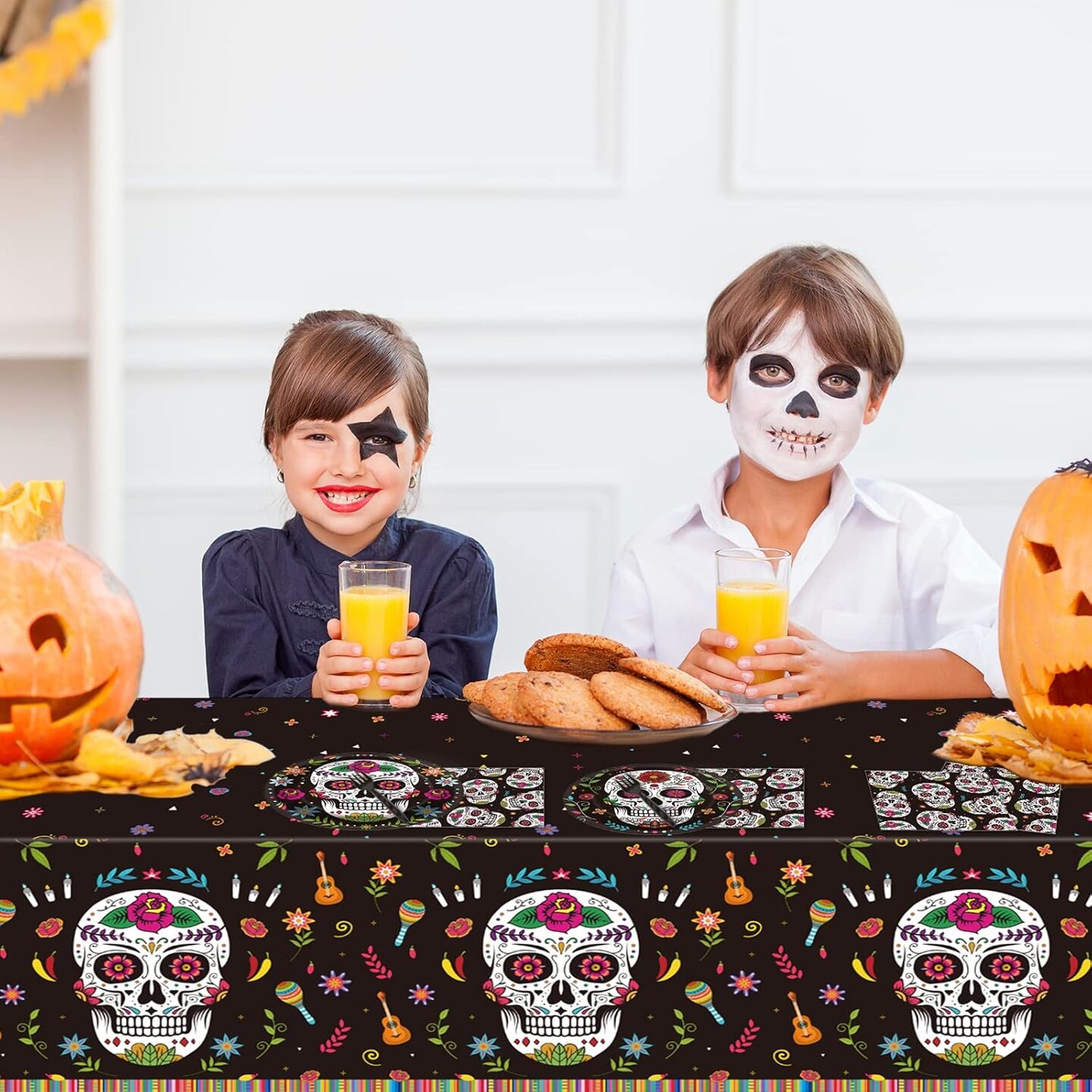 98pcs Day of the Dead Party Supplies Dia de Los Muertos Tablecloth ...