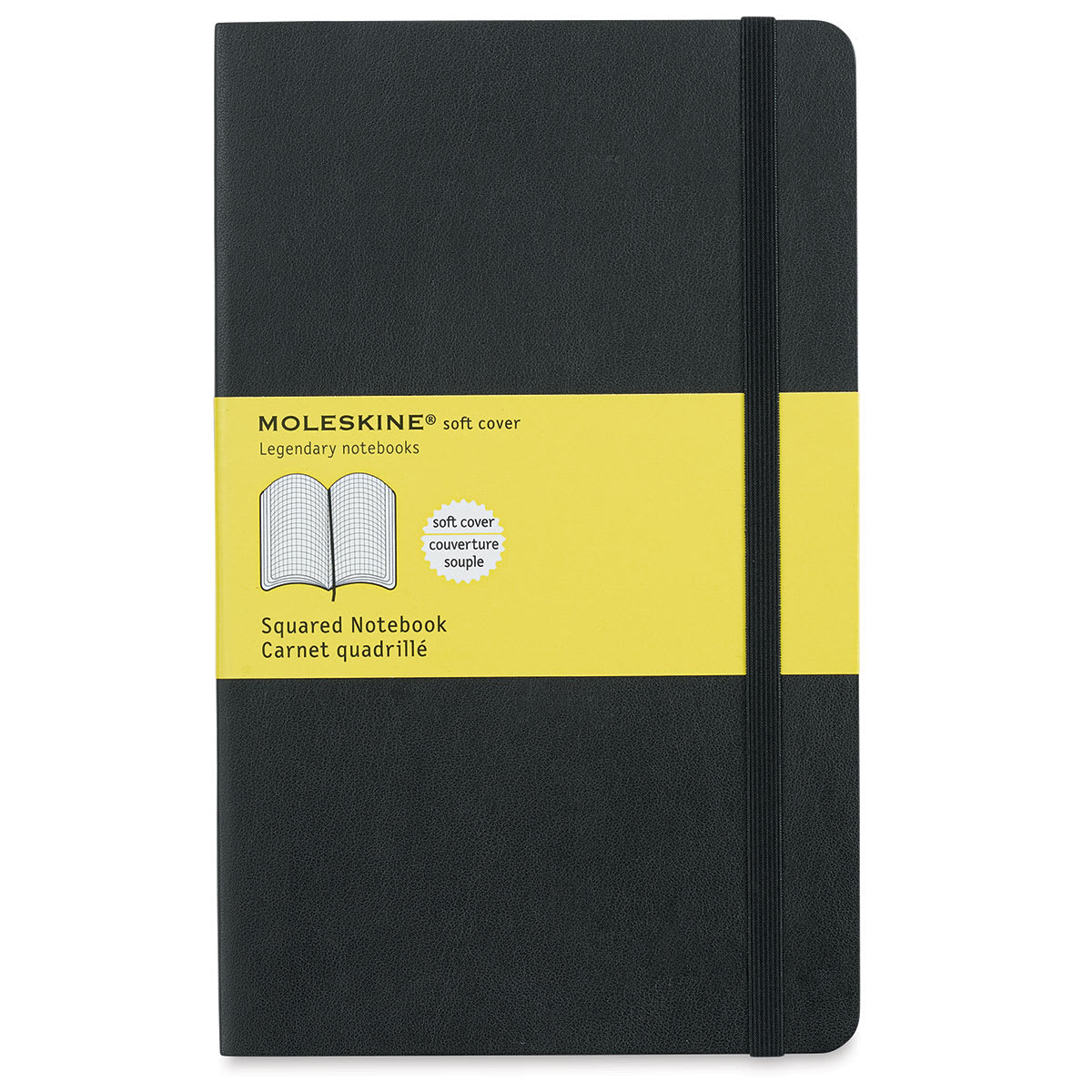 Moleskine Classic Soft Cover Notebook - Black, Gridded, 8-1/4" x 5"