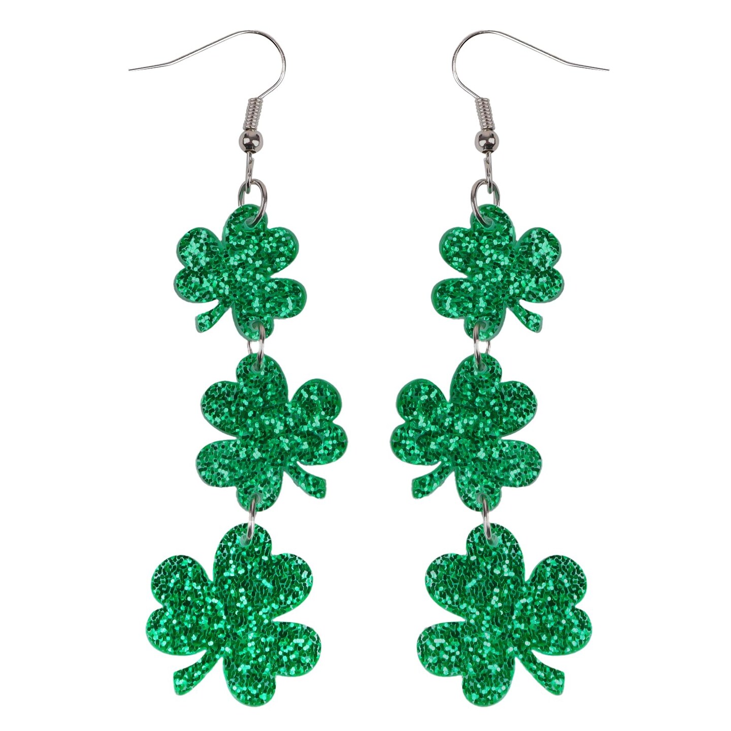 St Patricks Day Earrings, Green Shamrock Dangle Earrings for Women, St. Patrick's Day Accessories Good Luck Hoop Earrings (Green-2)