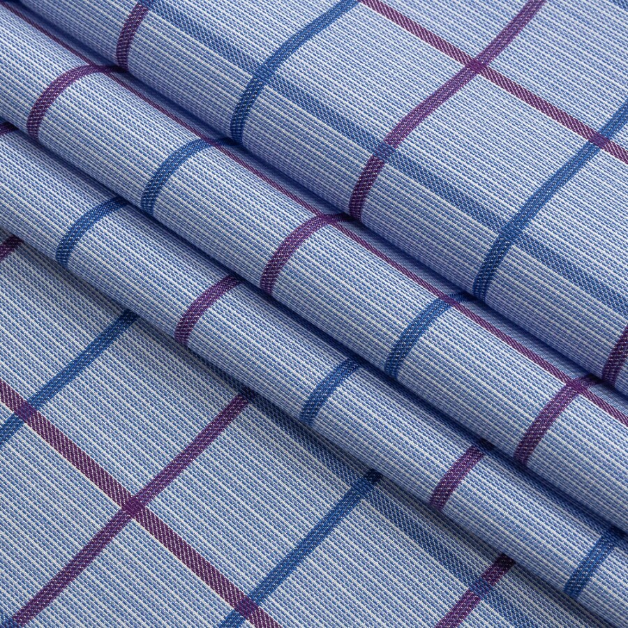 1 Yard Premium Medium Violet Tattersall Checkered and Pinstripes Cotton Shirting Fabric
