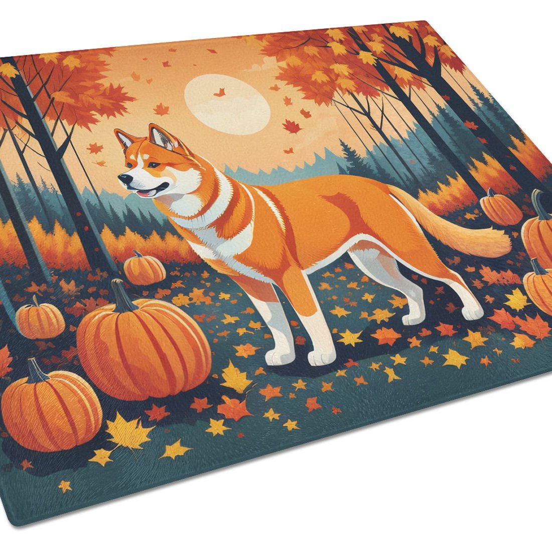 Edge Collections - 15" x 12" - Orange - Akita Decorative Glass Cutting Board - 1 Piece