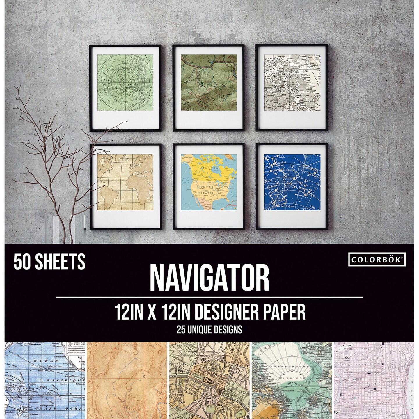 Colorbok Designer Paper Pad 12&#x22;X12&#x22;-Navigator