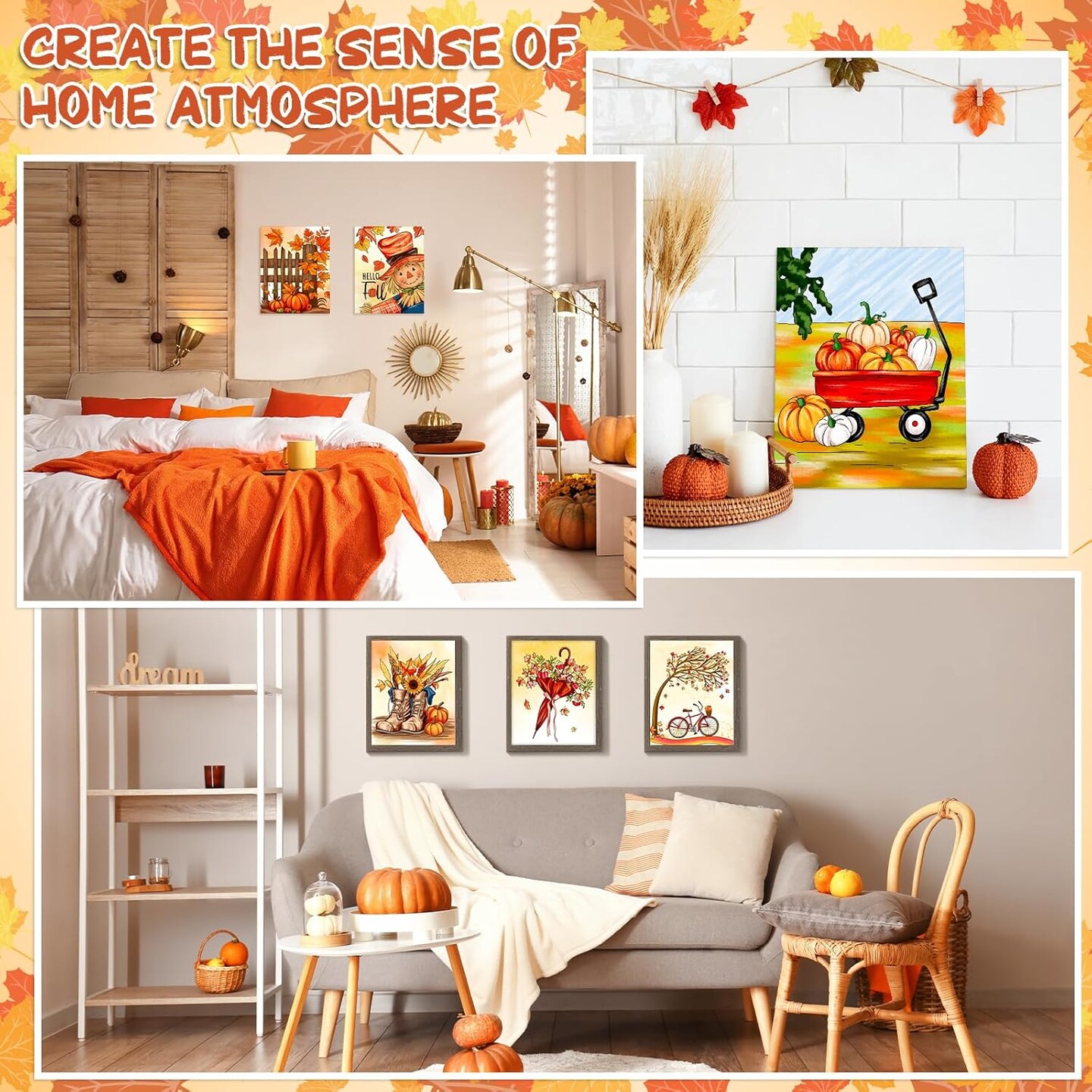 6 Pack 8x10 Inches Fall Leaves Pre Drawn Canvas to Paint (White) 10 x 8 x 0.99 inches
