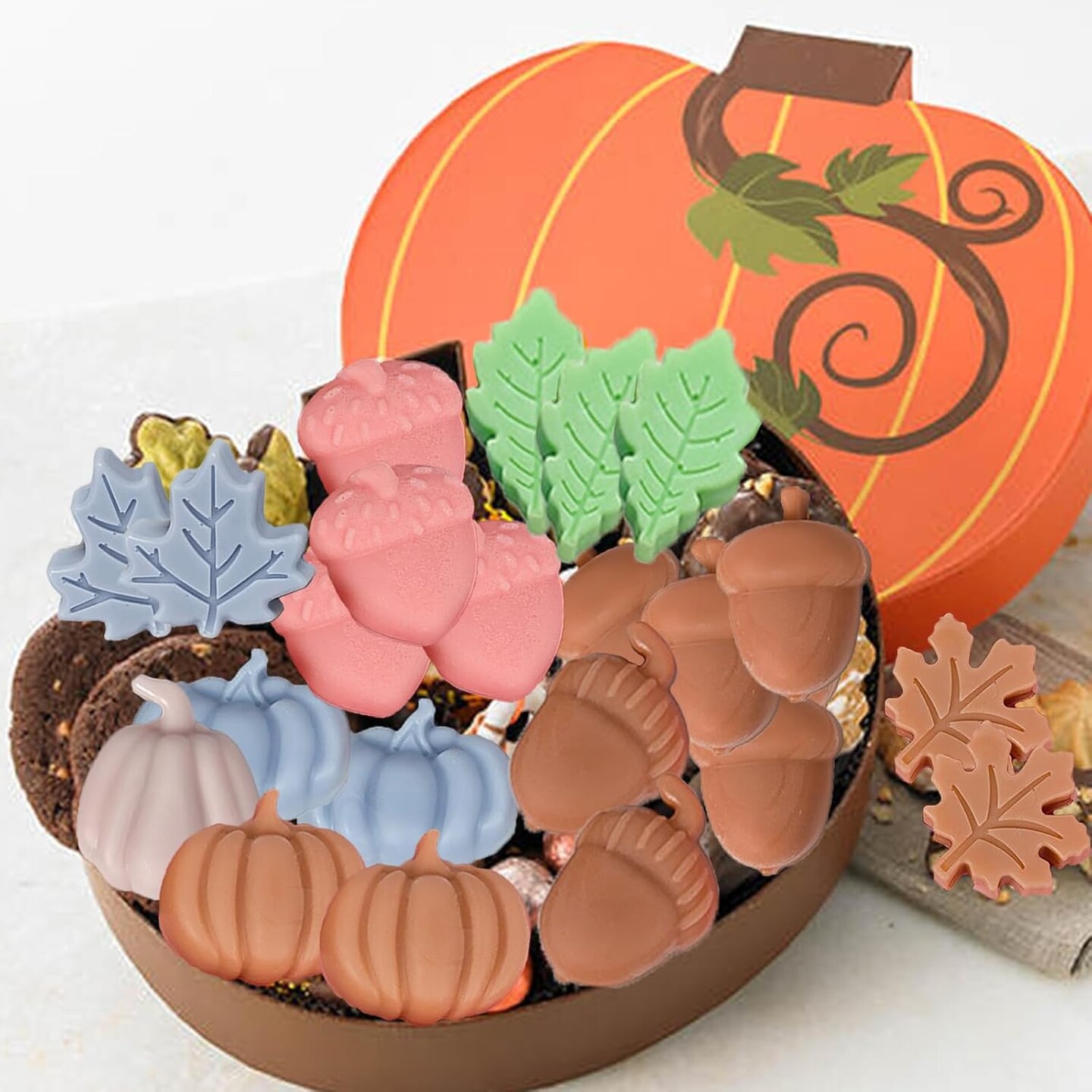 2Pcs Fall Silicone Molds Autumn Silicone Chocolate Molds(Brown)