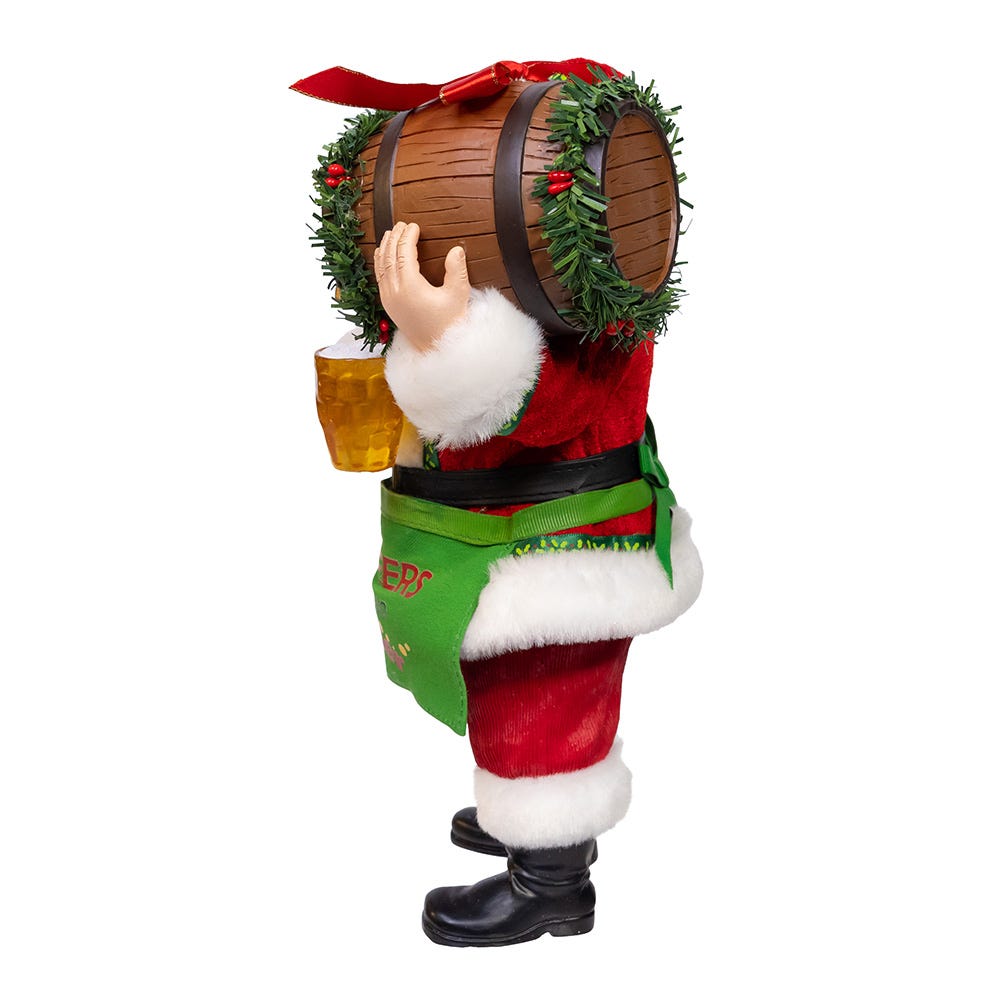 Kurt Adler 10.5-Inch Fabrich&#xE9; Beer Santa with Barrel