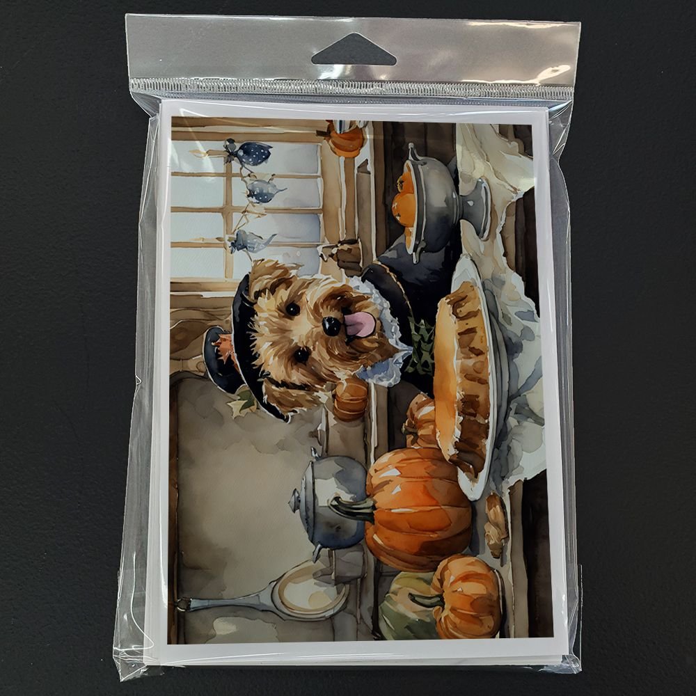 Edge Collections - 5" x 7" - Multicolor - Lakeland Terrier Fall Kitchen Pumpkins Greeting Cards with Envelopes - 8 Pieces