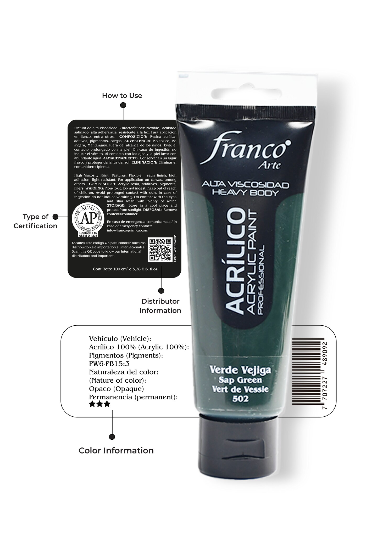 14502-100 Professional Acrylic Paint 3,38 U.S fl oz / Sap Green