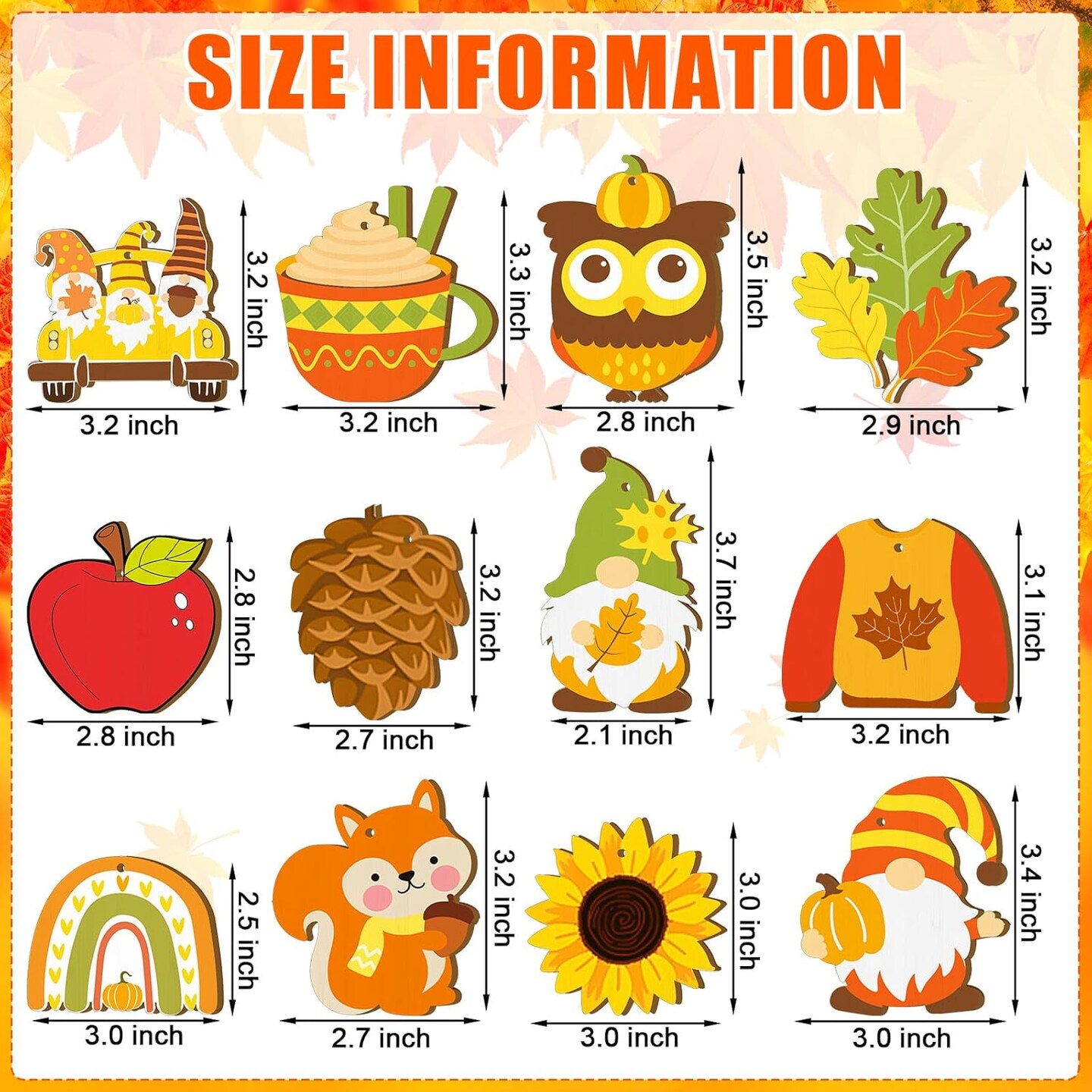 36 Pcs Fall Wood Crafts Cutouts for Kids &#x26; Adults(multicolored)