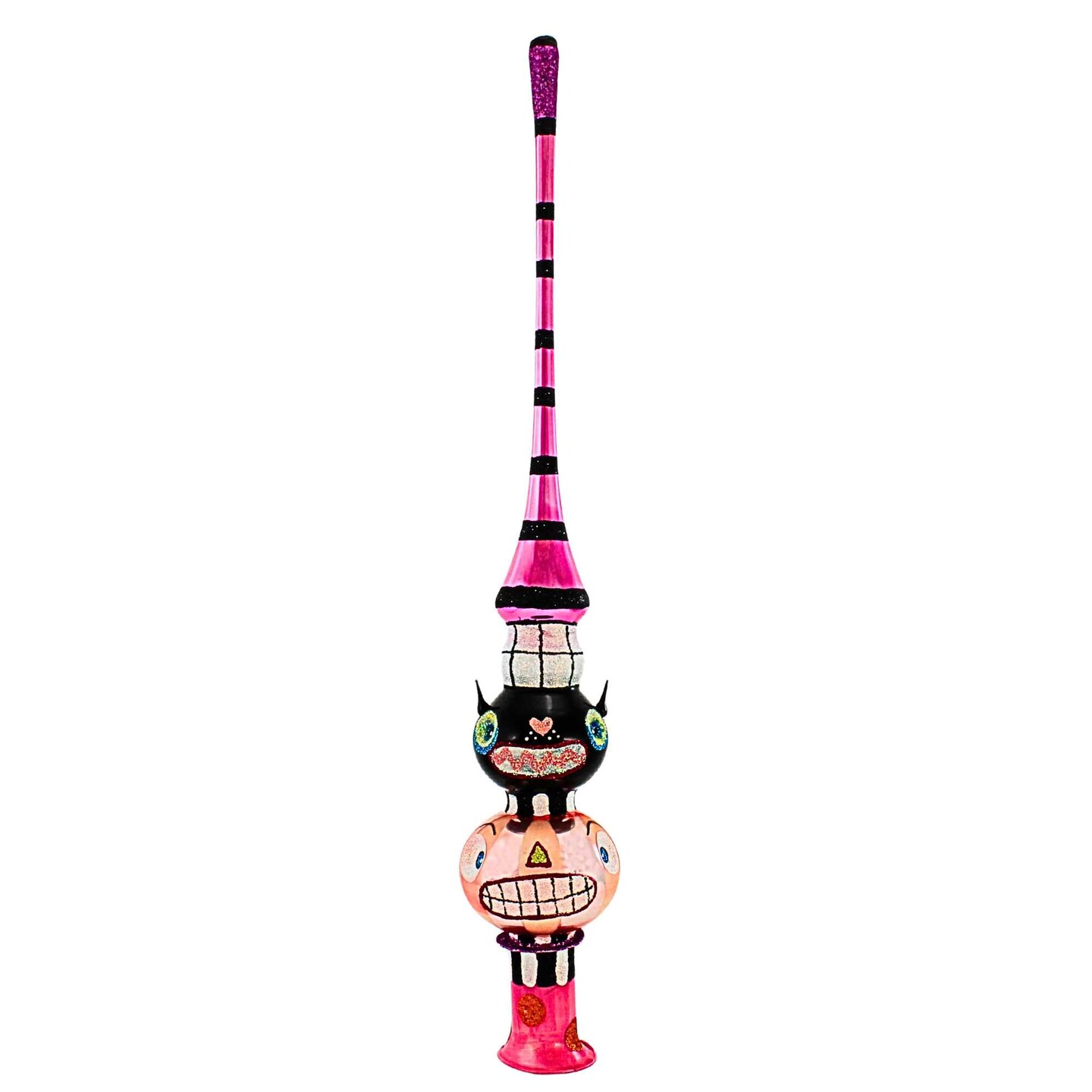Christina's World 16.0 Inch Glass Fantasy Fright Finial Halloween Tree Topper , Halloween Decor Halloween Topper Bat