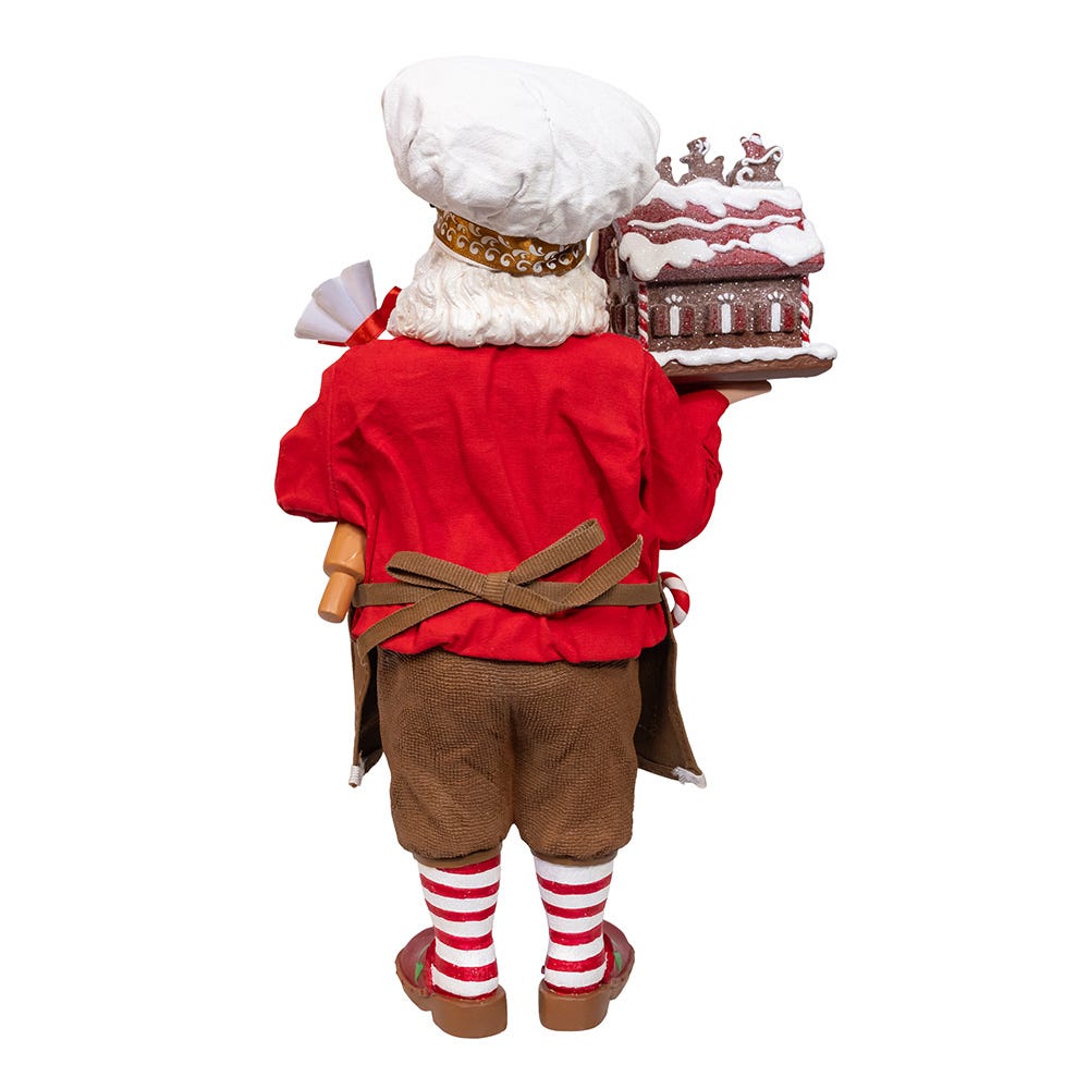 Kurt Adler 10.5-Inch Fabriché Chef Santa Decorating Gingerbread House