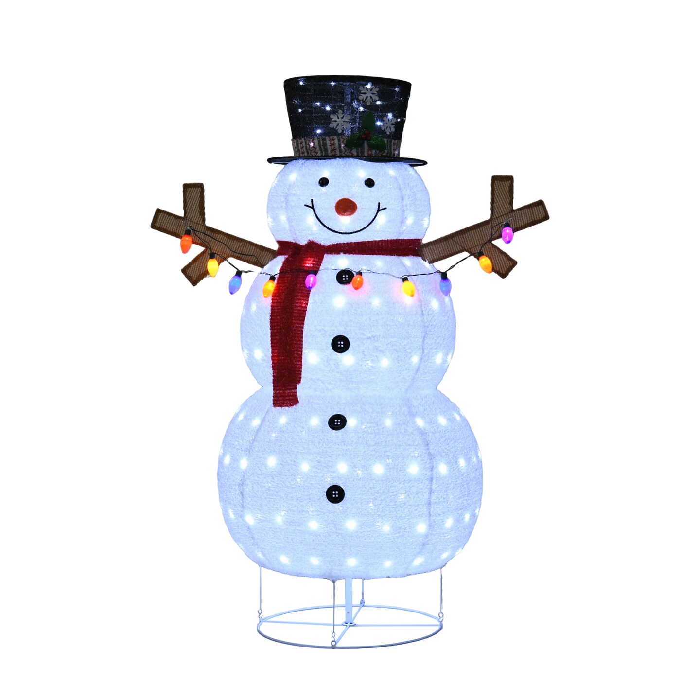 Plush Lantern Snowman with 200 White LED Lights Indoor Outdoor Christmas Decoration 60 Inches
