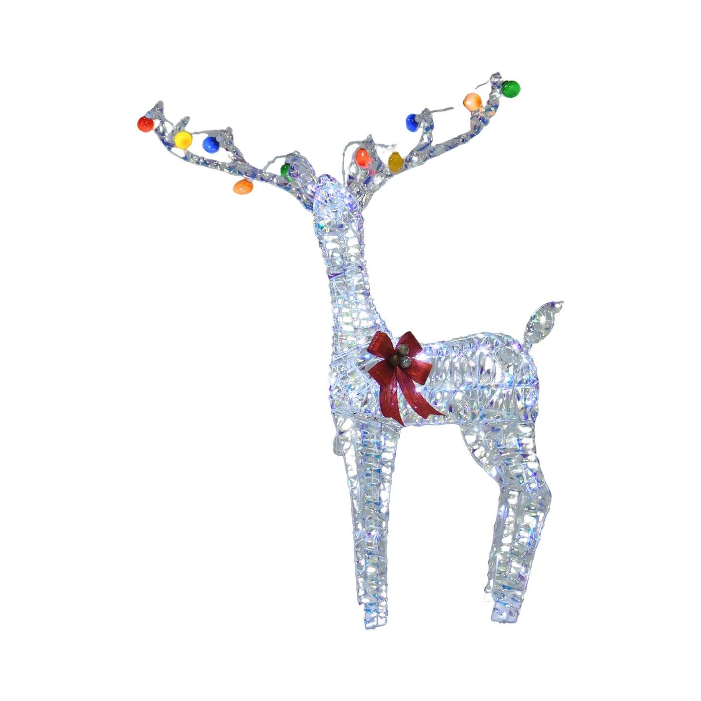 PVC Iridescent Striped Braided Reindeer Set of 3 With LED Lights Holiday Decoration 52 Inch 46 Inch &#x26; 29 Inch