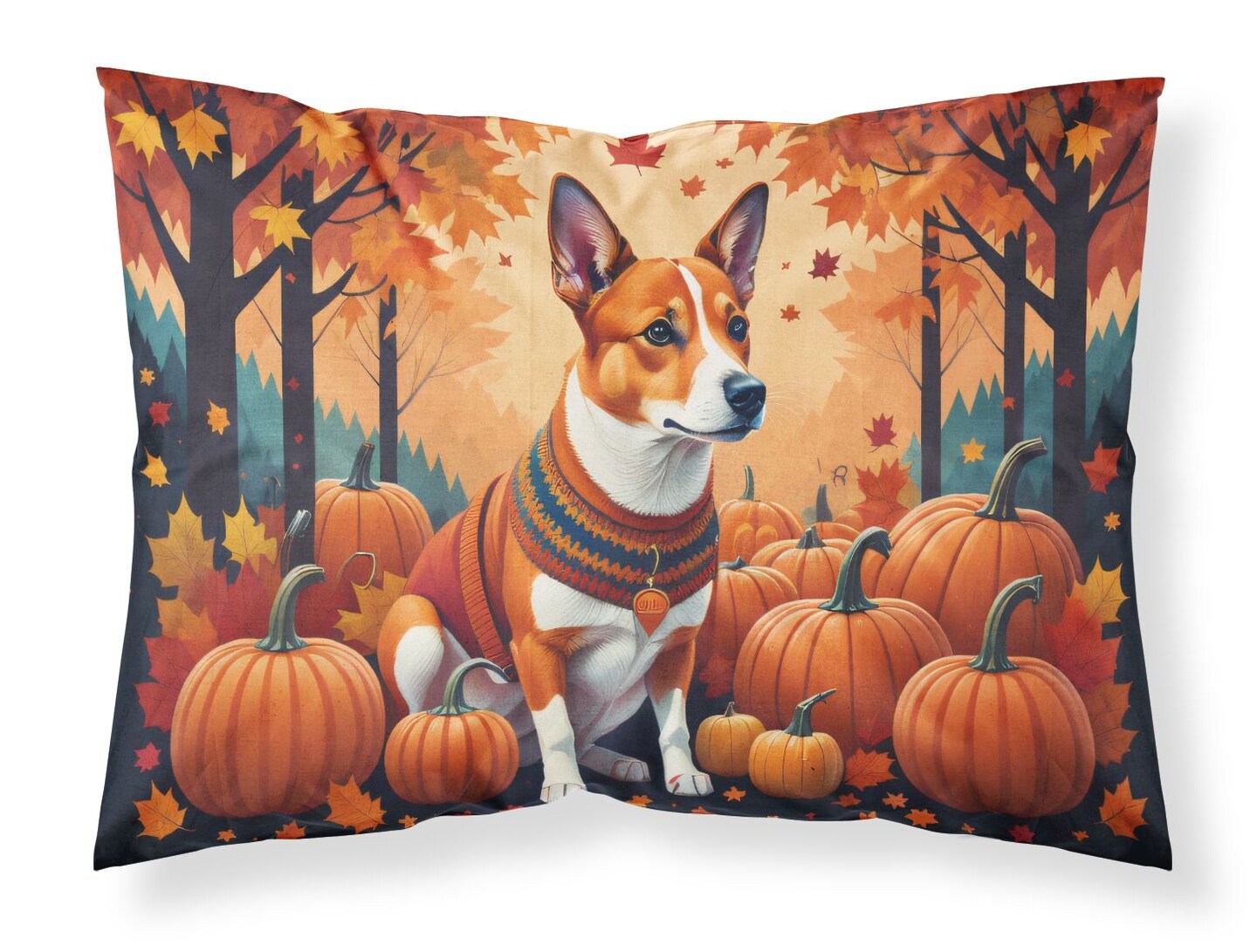 Basenji Standard Pillowcase Red Lightweight Decorative Artwork 1 Piece