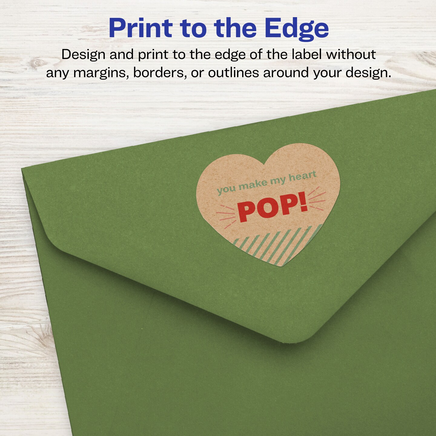 Avery Kraft Brown Heart Labels with Sure Feed, 2-9/32" x 1-27/32"