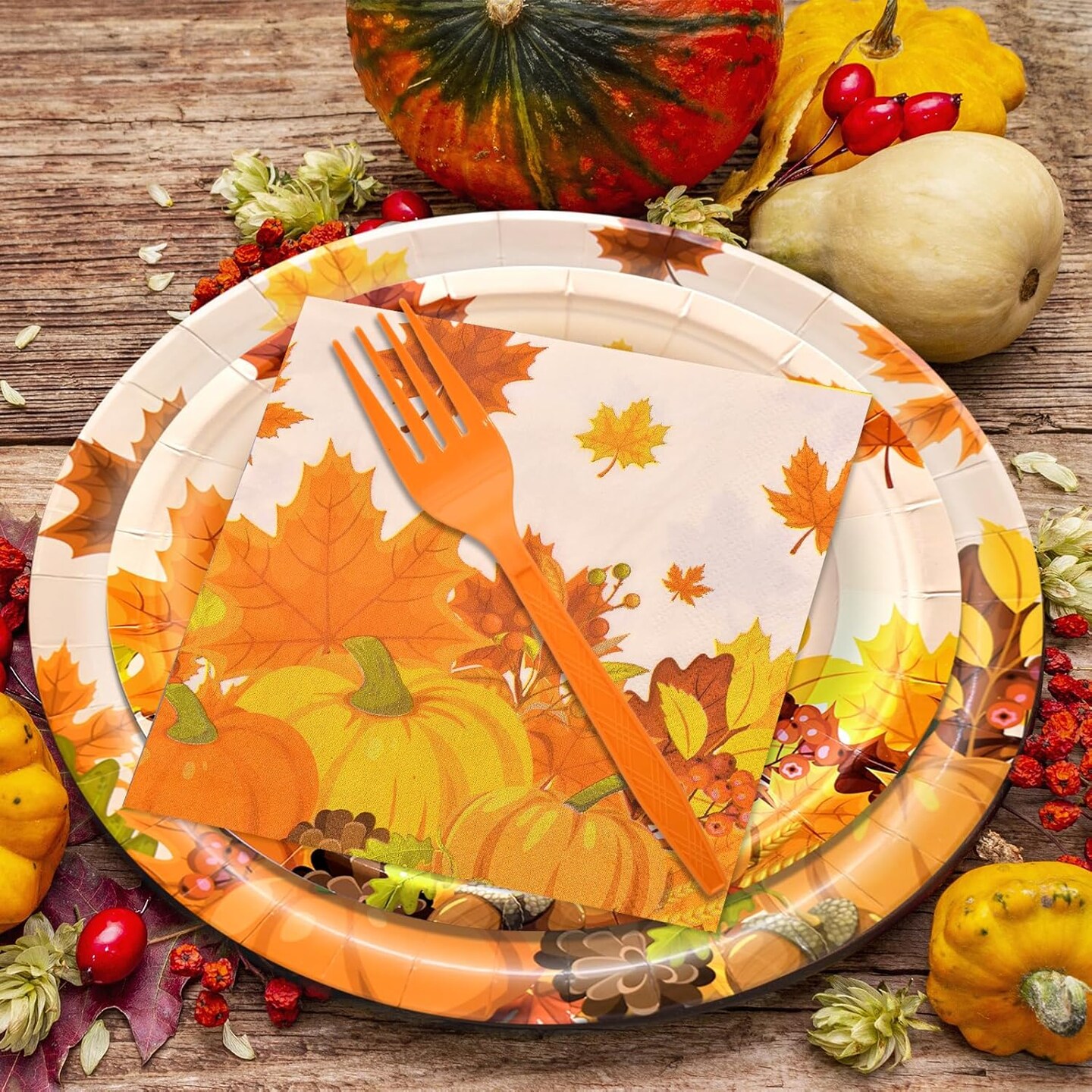 96 Pieces Thanksgiving Tableware Set (Fall)