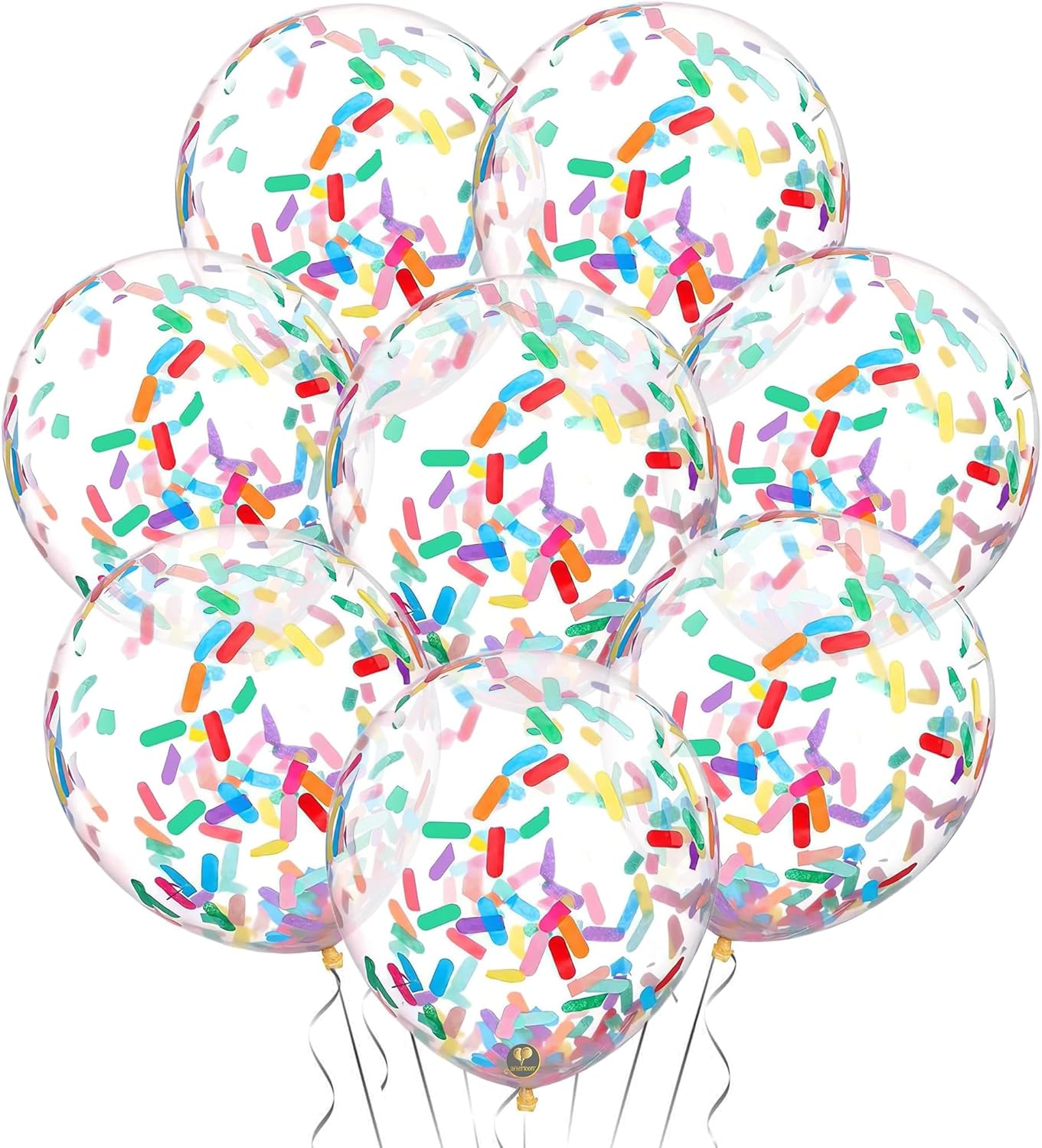 Thickened Extra Strong Latex Helium Float(Rainbow Strip Confetti)