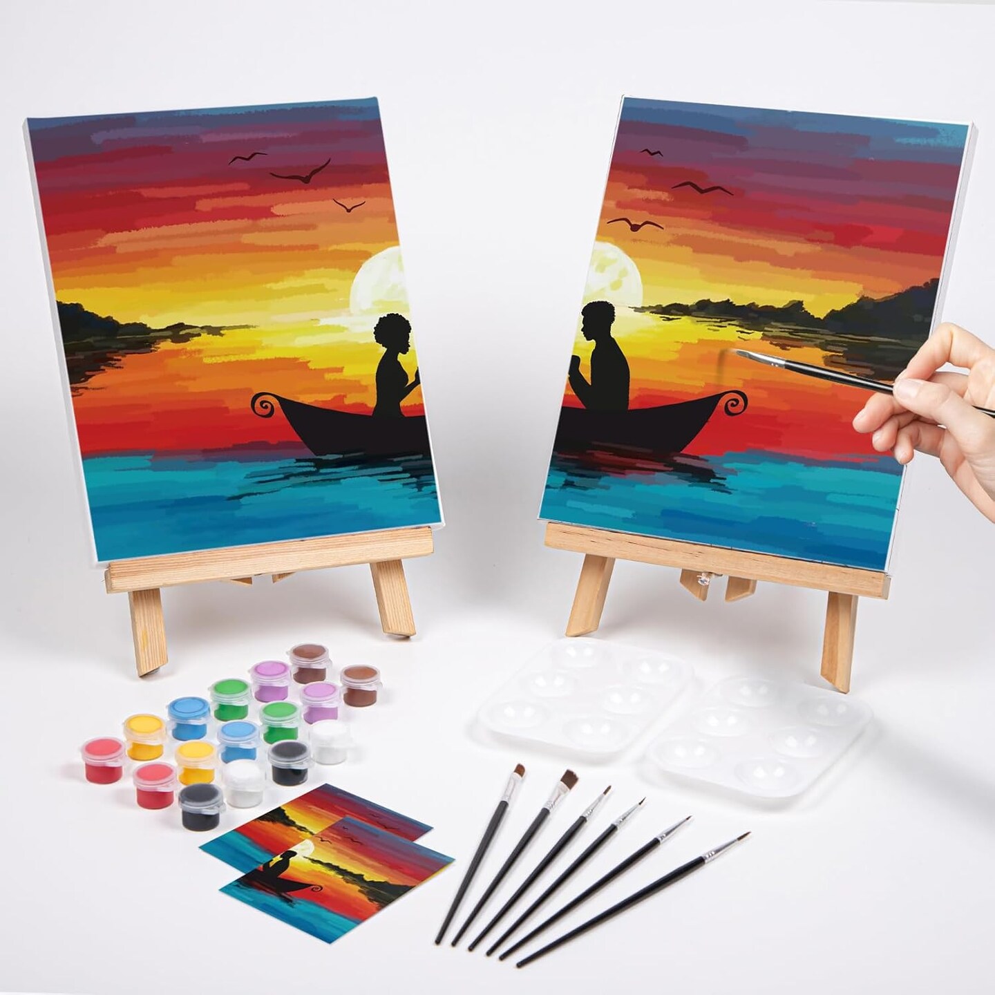 2 Pack Pre Drawn Canvas for Painting for Adults Kids Pre-Stretched Canvas Outline(multi color)10 x 8 x 0.99