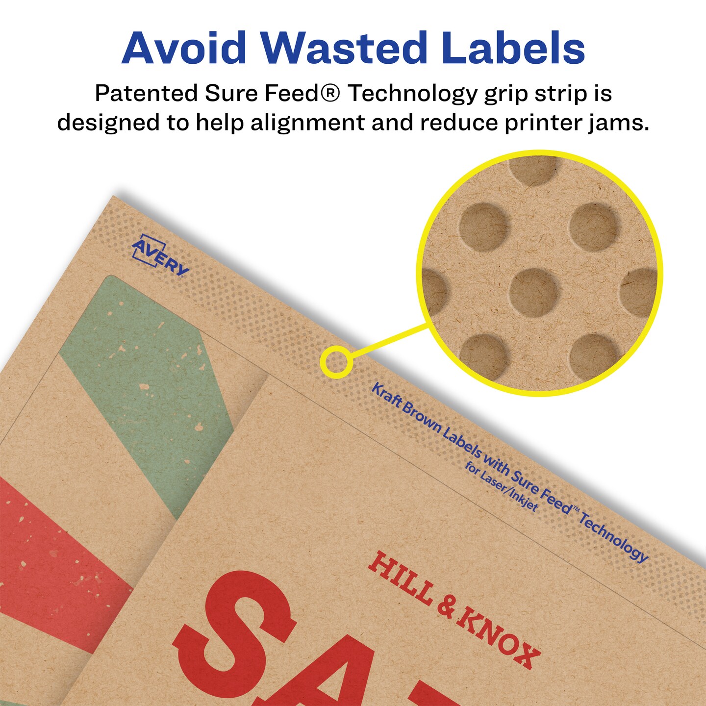 Avery Kraft Brown Rectangle Labels with Sure Feed, 5&#x22; x 7&#x22;