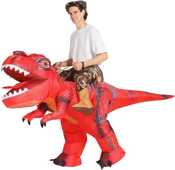 GOOSH Inflatable Dinosaur Costumes for Kids and Adults T Rex Blow Up Ride on Dino Outfits