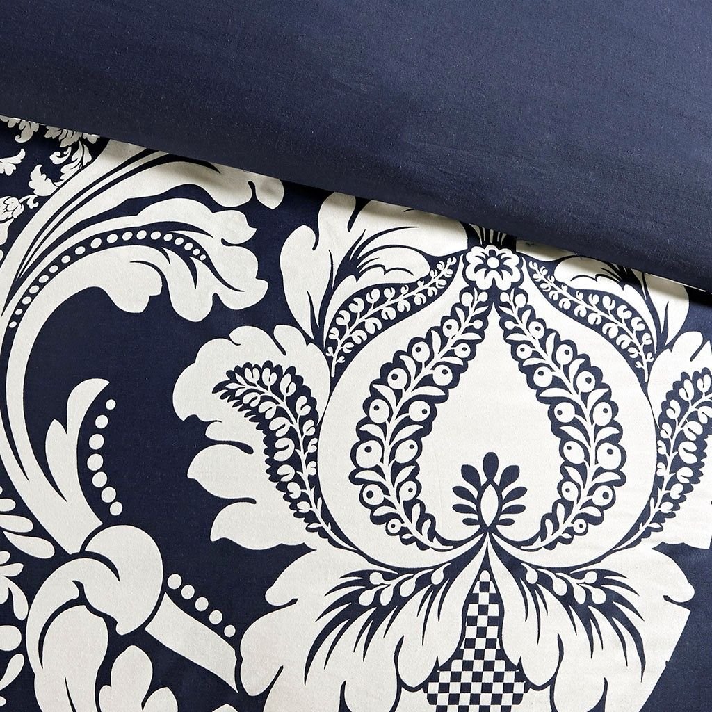Edge Collections - 36" x 20" - Blue - Vienna KingCal King Printed Duvet Cover Set - 6 Piece