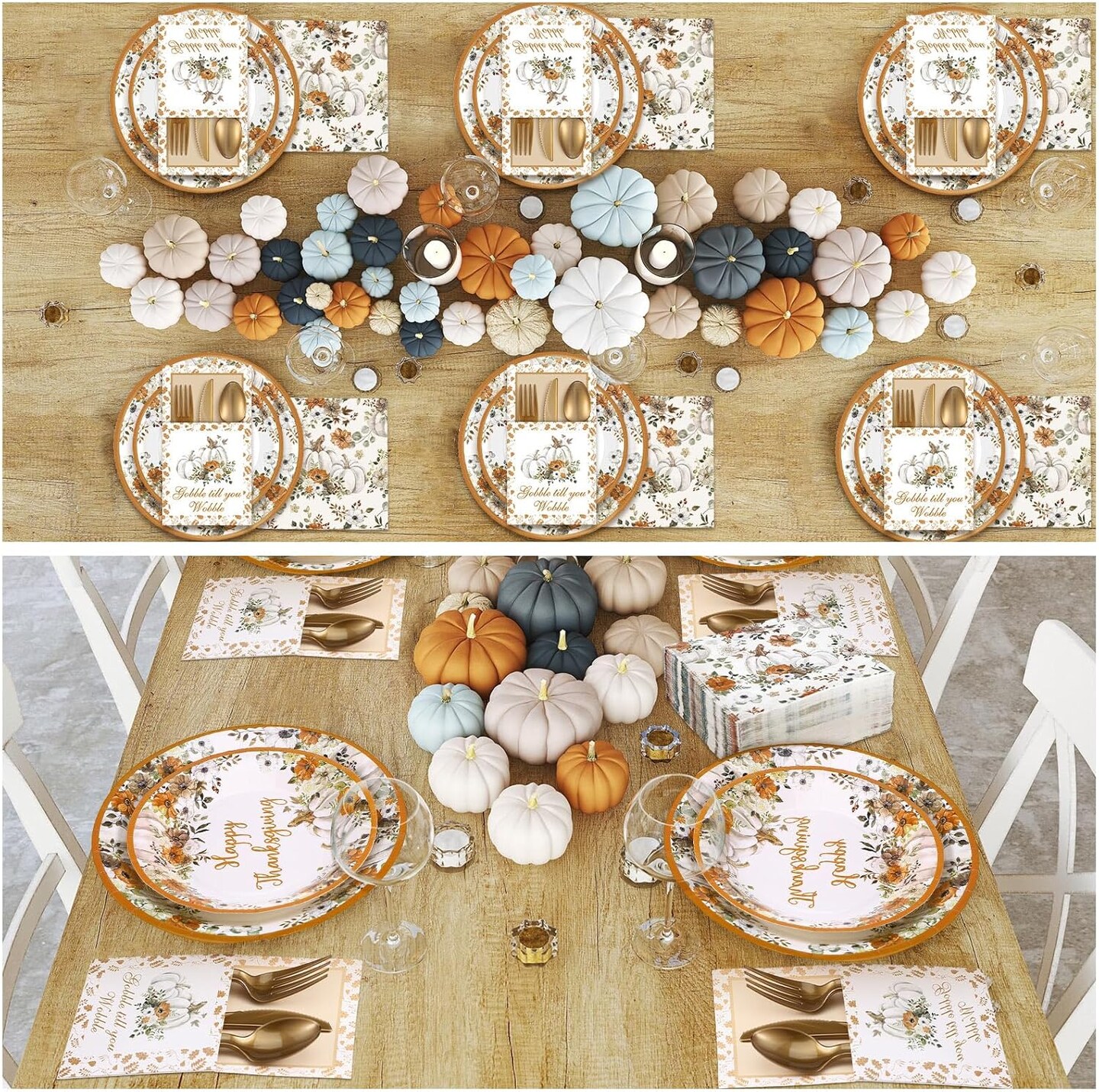 264 Pcs Thanksgiving Plates Napkins Disposable(Warm colors)9.8 x 9.8 x 0.2 inches