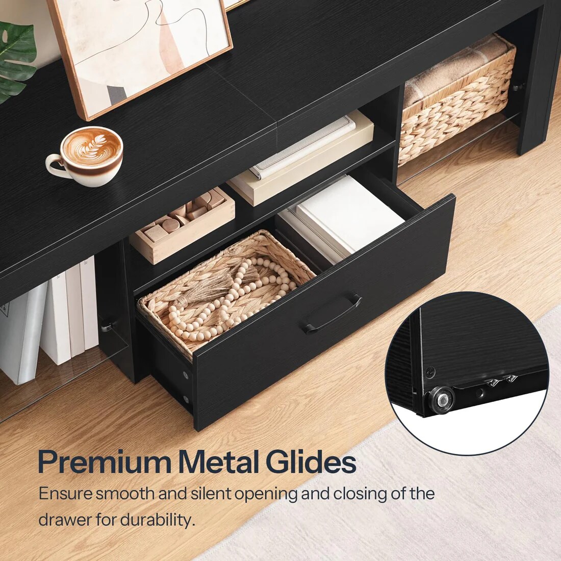 63 Inch Entertainment Center with LED Lighting, USB Ports and Storage