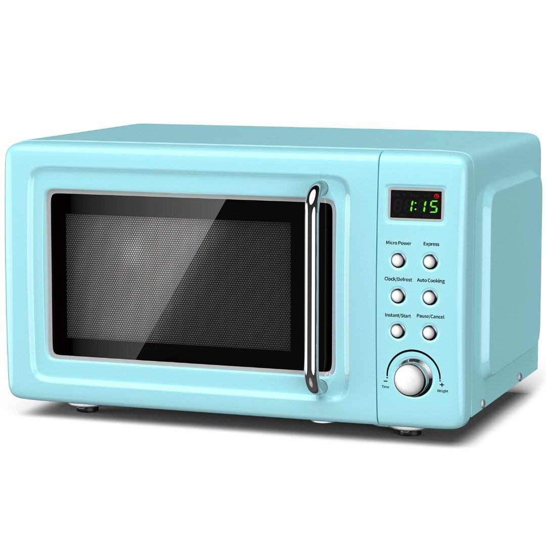 700W Countertop Microwave Oven Retro Style 20L with Auto Cooking & LED Display