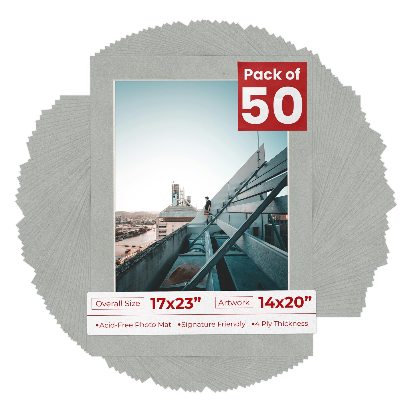 Light Grey Suede Mat Board for 17x23 Frames - Fits 14x20 Photos