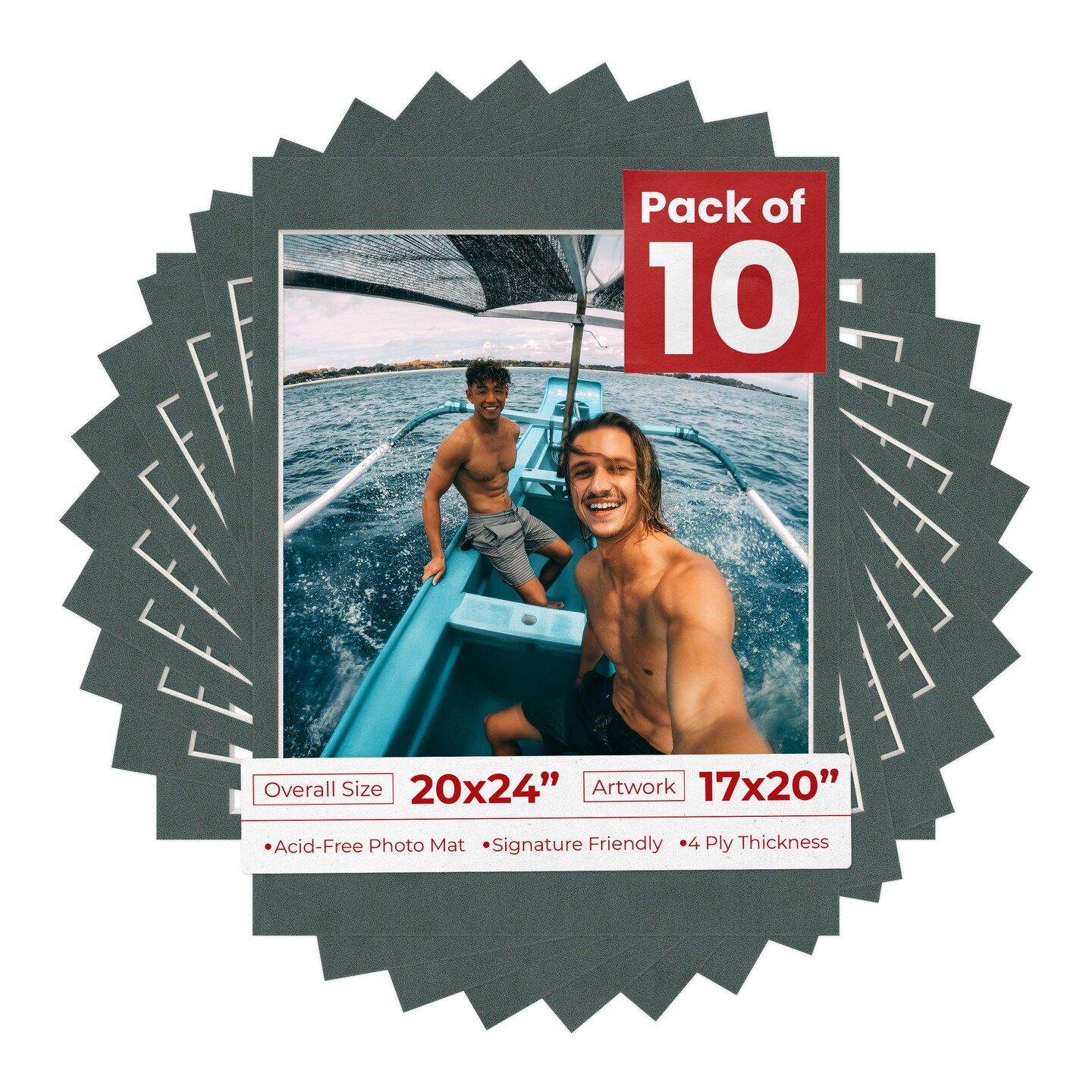 Dark Grey Suede Mat Board for 20x24 Frames - Fits 17x20 Photos