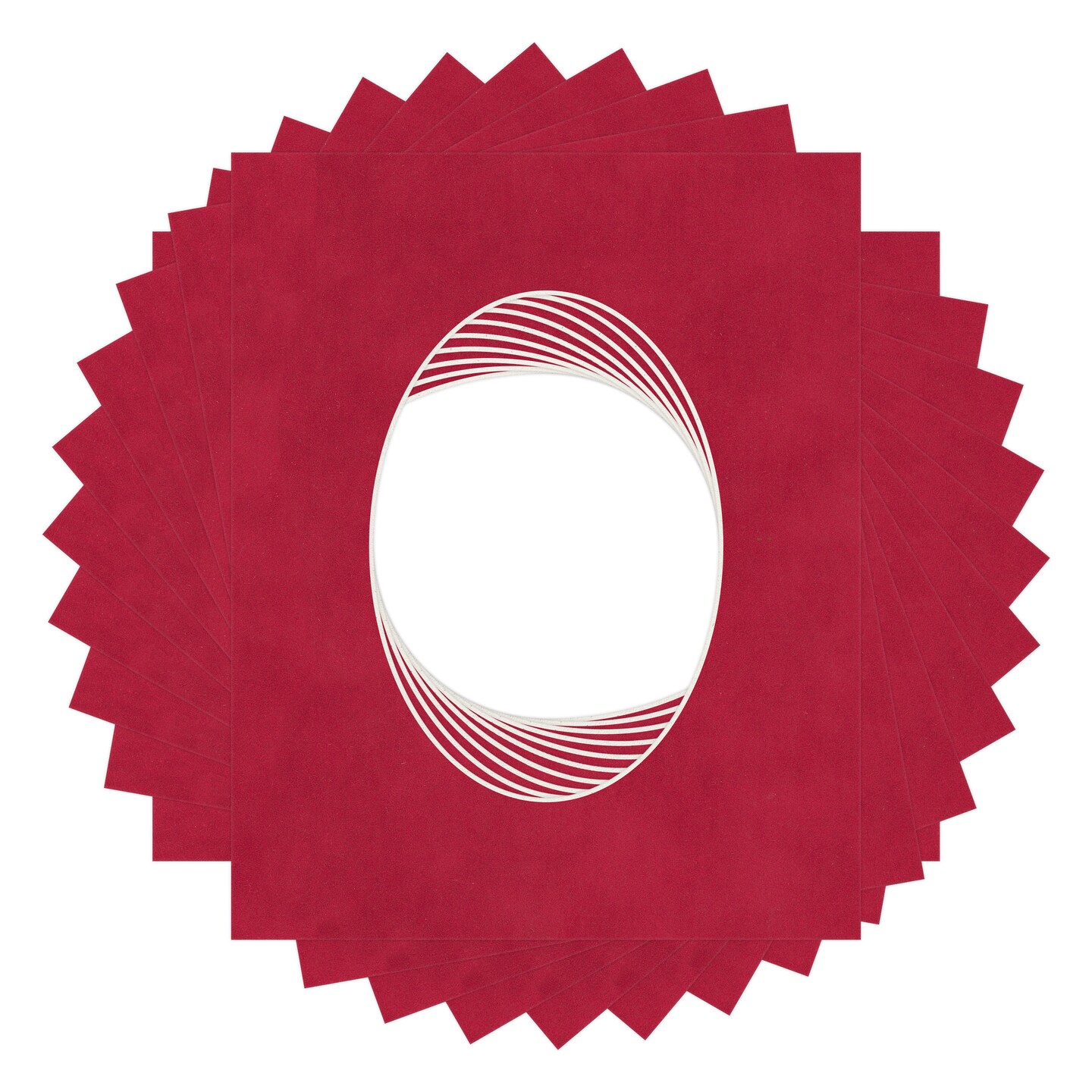 Red Suede Mat Board for 8x10 Frames - Oval Opening for 5x7 Photos