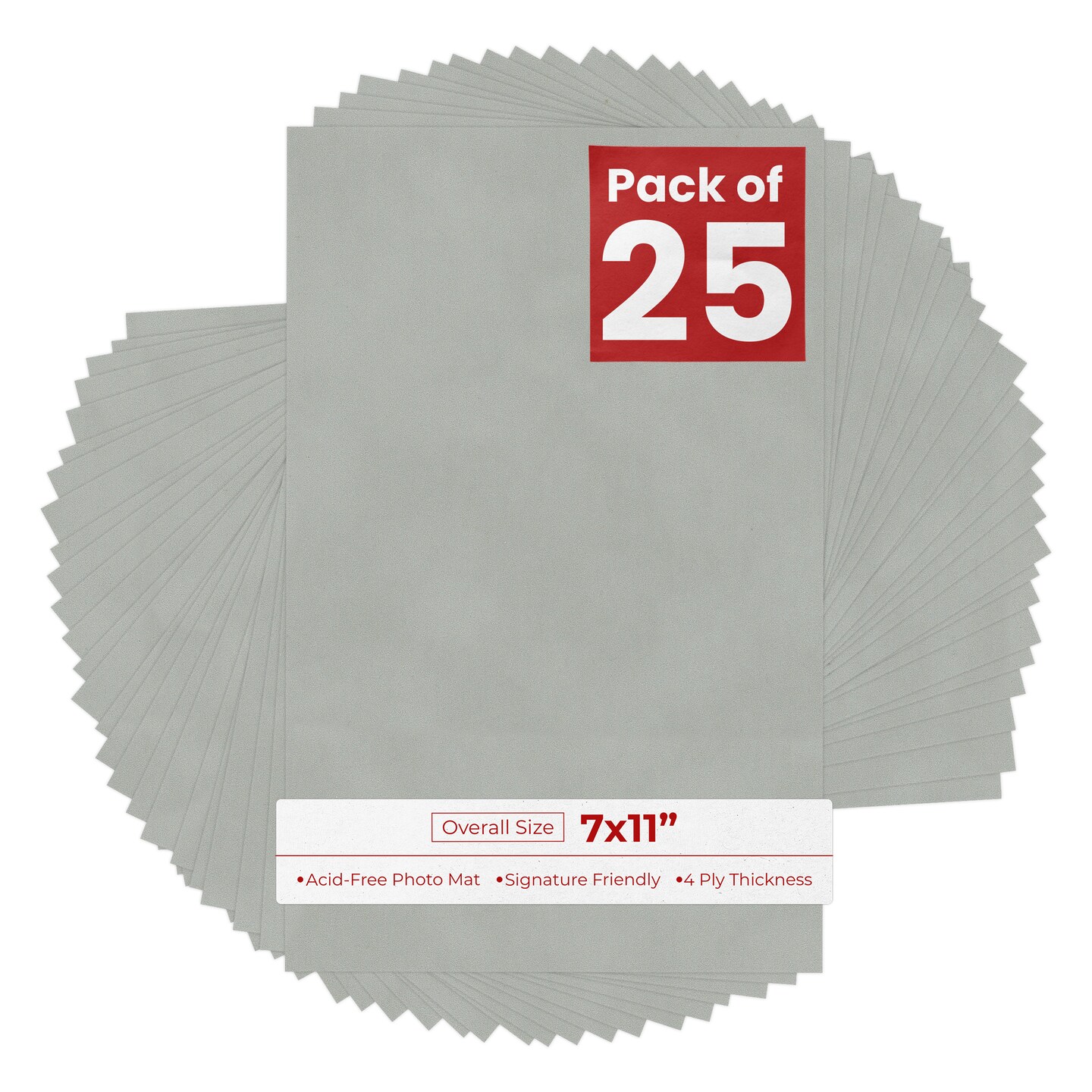 Light Grey Suede 7x11 Uncut Mat Board - Blank Sheets, No Opening