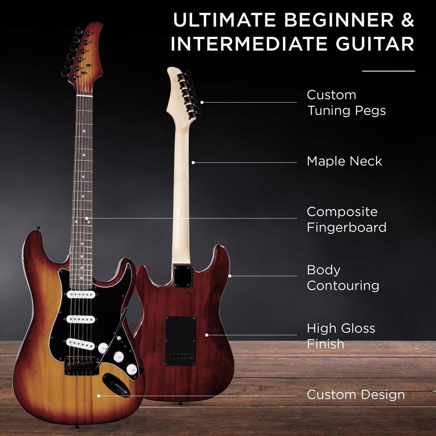 Best Choice Products 39in Full Size Beginner Electric Guitar Kit with Case, Strap, Amp, Whammy Bar