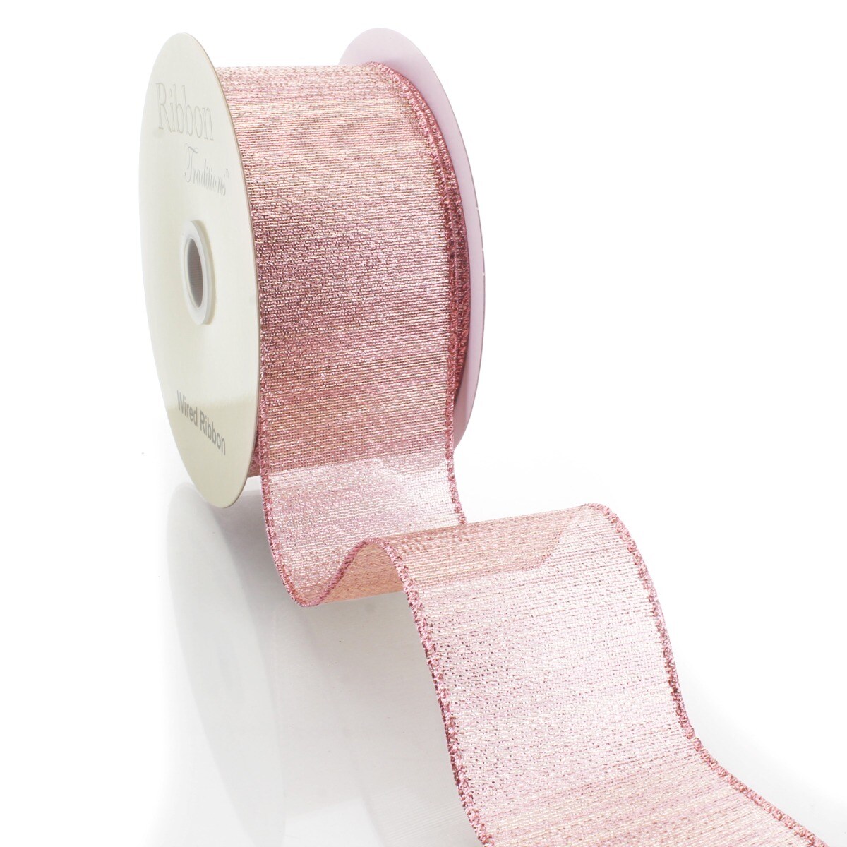 2 1/2&#x22; Wired Ribbon Metallic Rose Gold - 10 Yards
