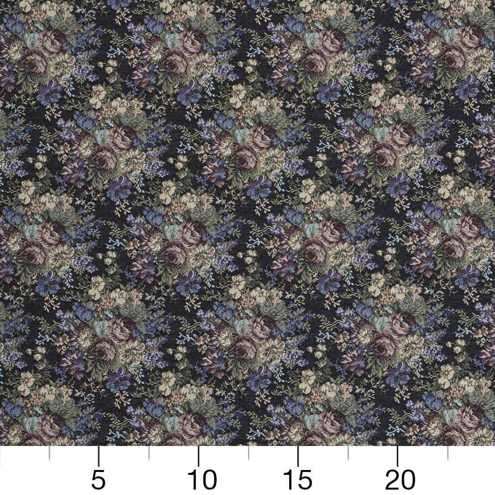 Ebony Rose - Black,Purple Floral Upholstery Fabric 54 Inches"