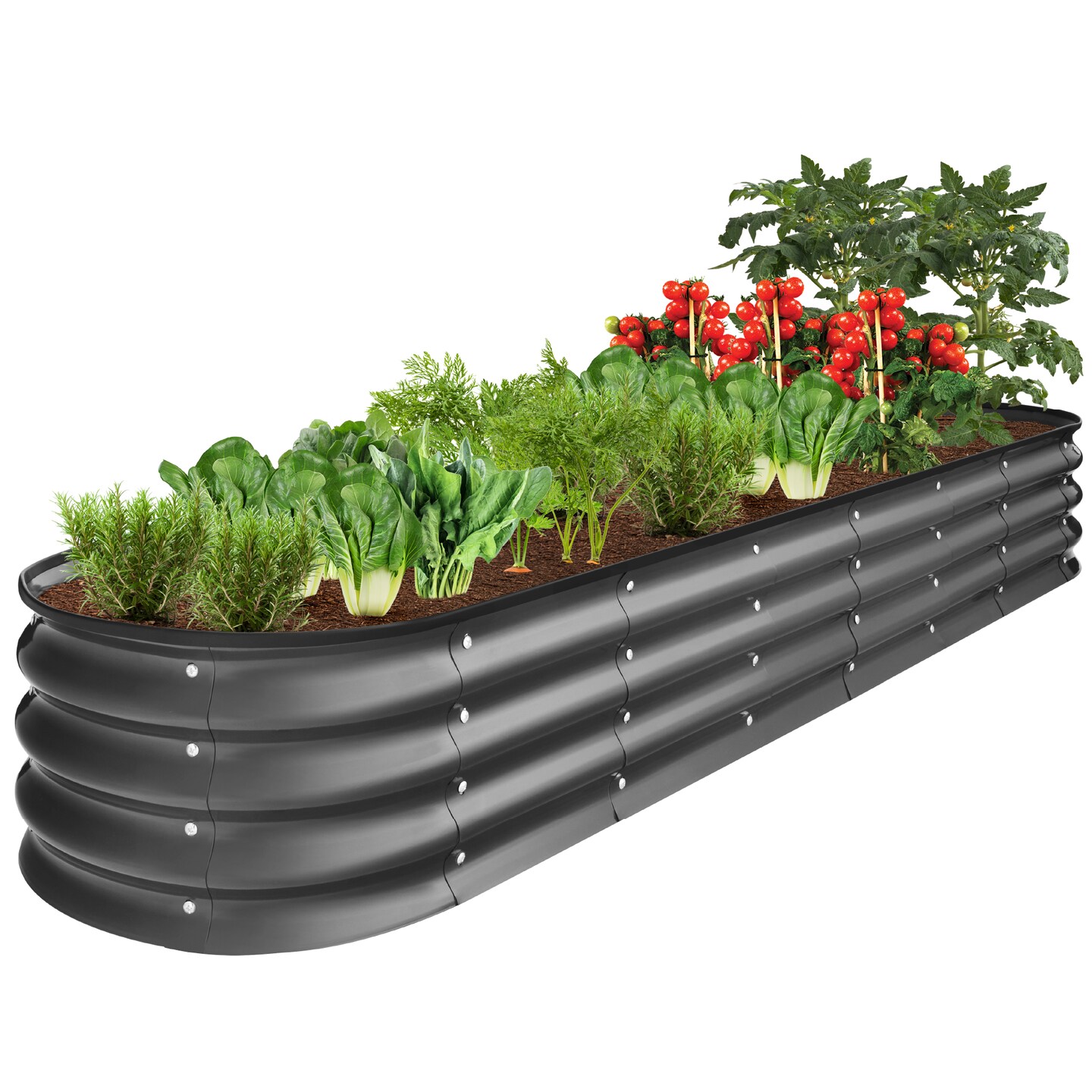 Best Choice Products 8x2x1ft Outdoor Metal Raised Oval Garden Bed, Planter Box for Vegetables, Flowers