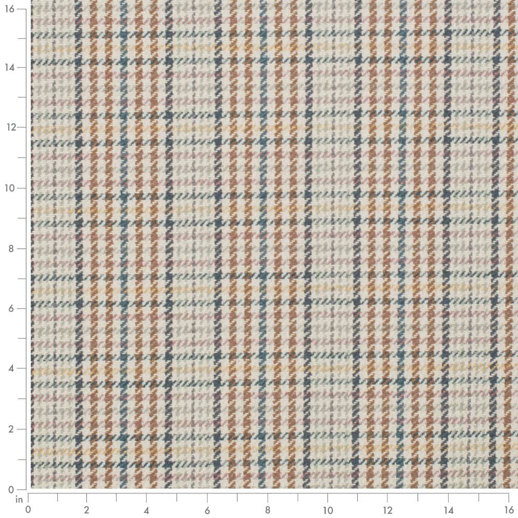 Sunset - Blue Check & Houndstooth,Plaid Upholstery Fabric 54 Inches"